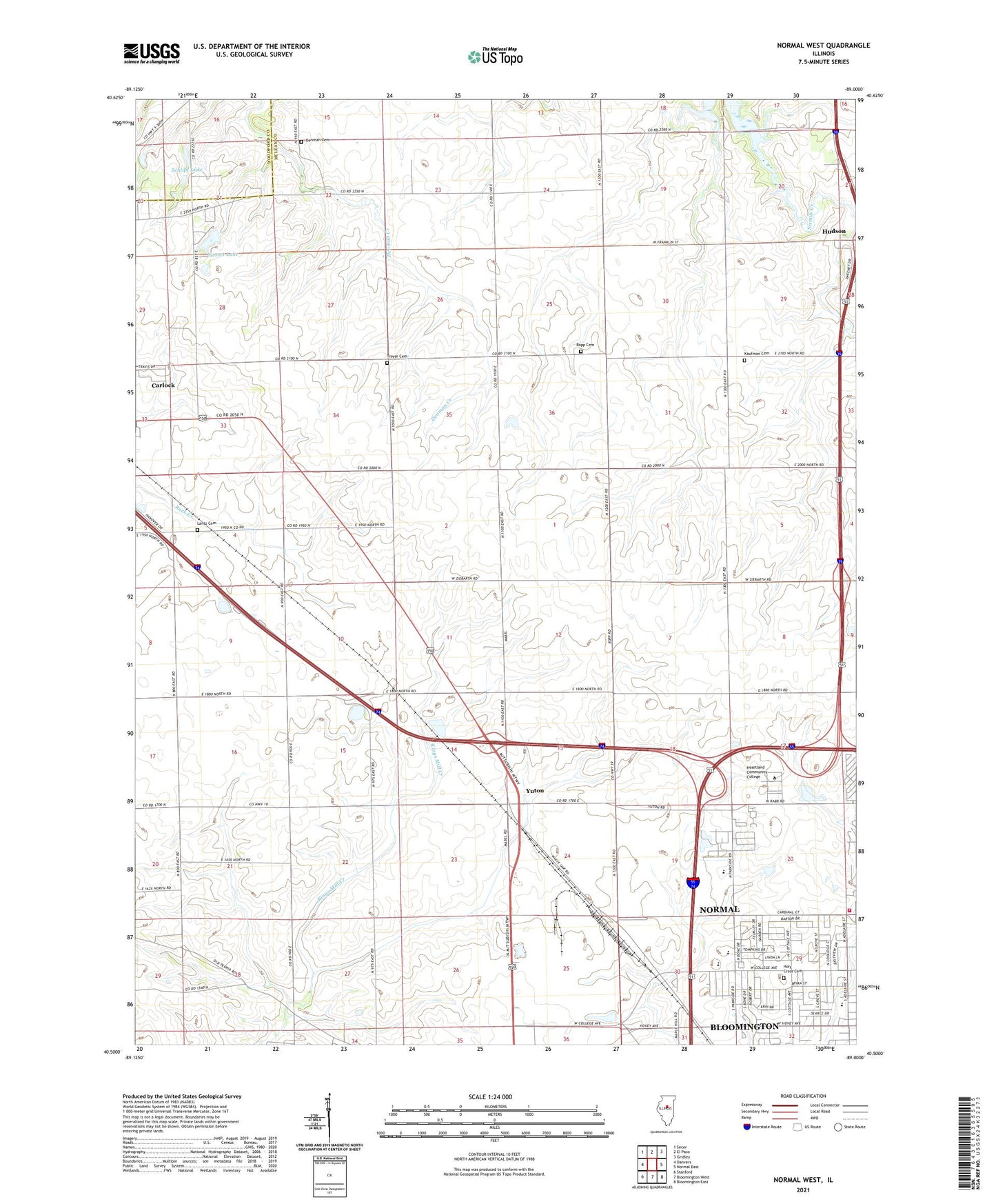 Normal West Illinois US Topo Map Image