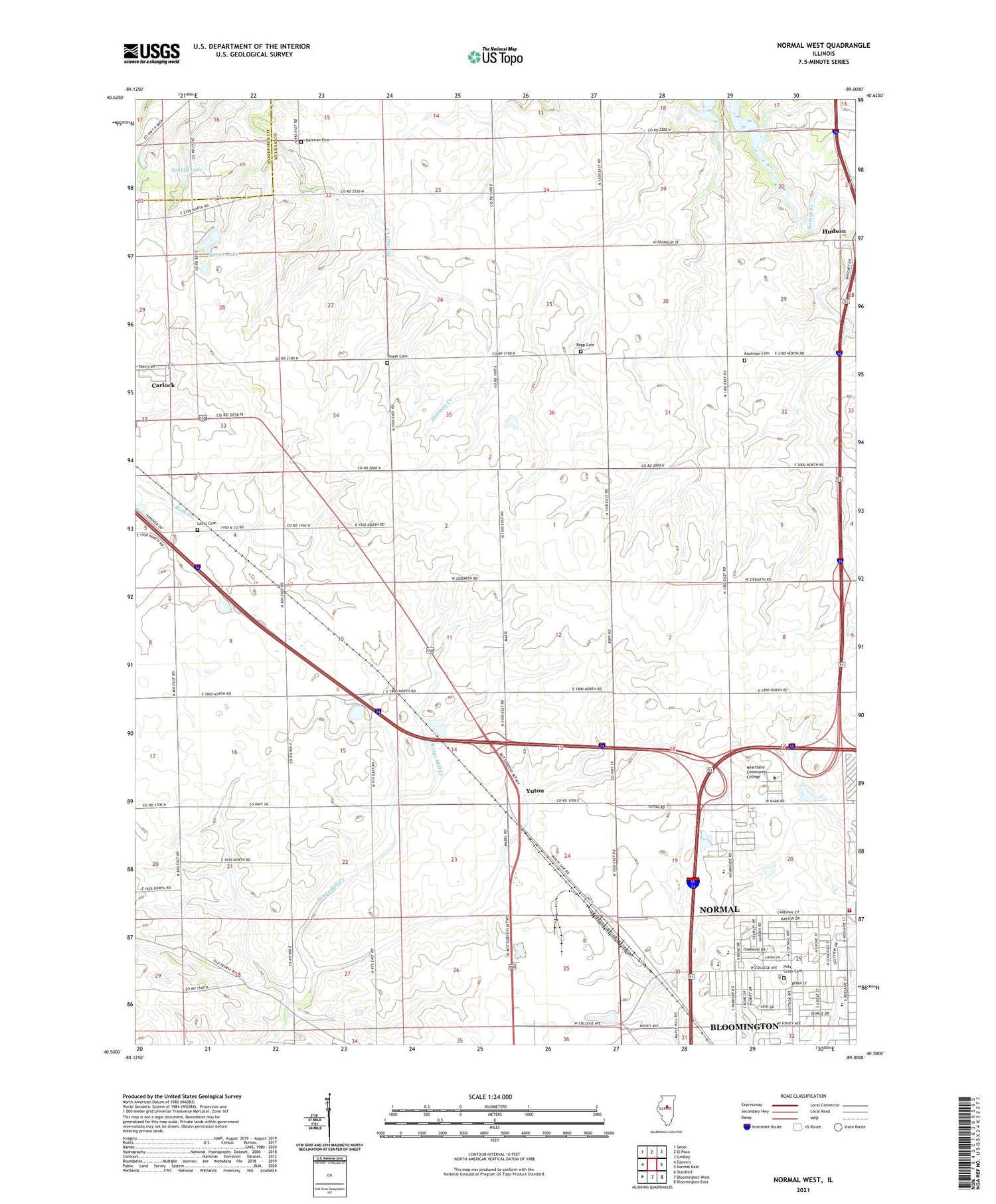 Normal West Illinois US Topo Map Image