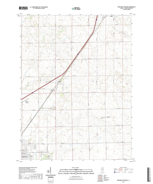 Northeast Pontiac Illinois US Topo Map Image