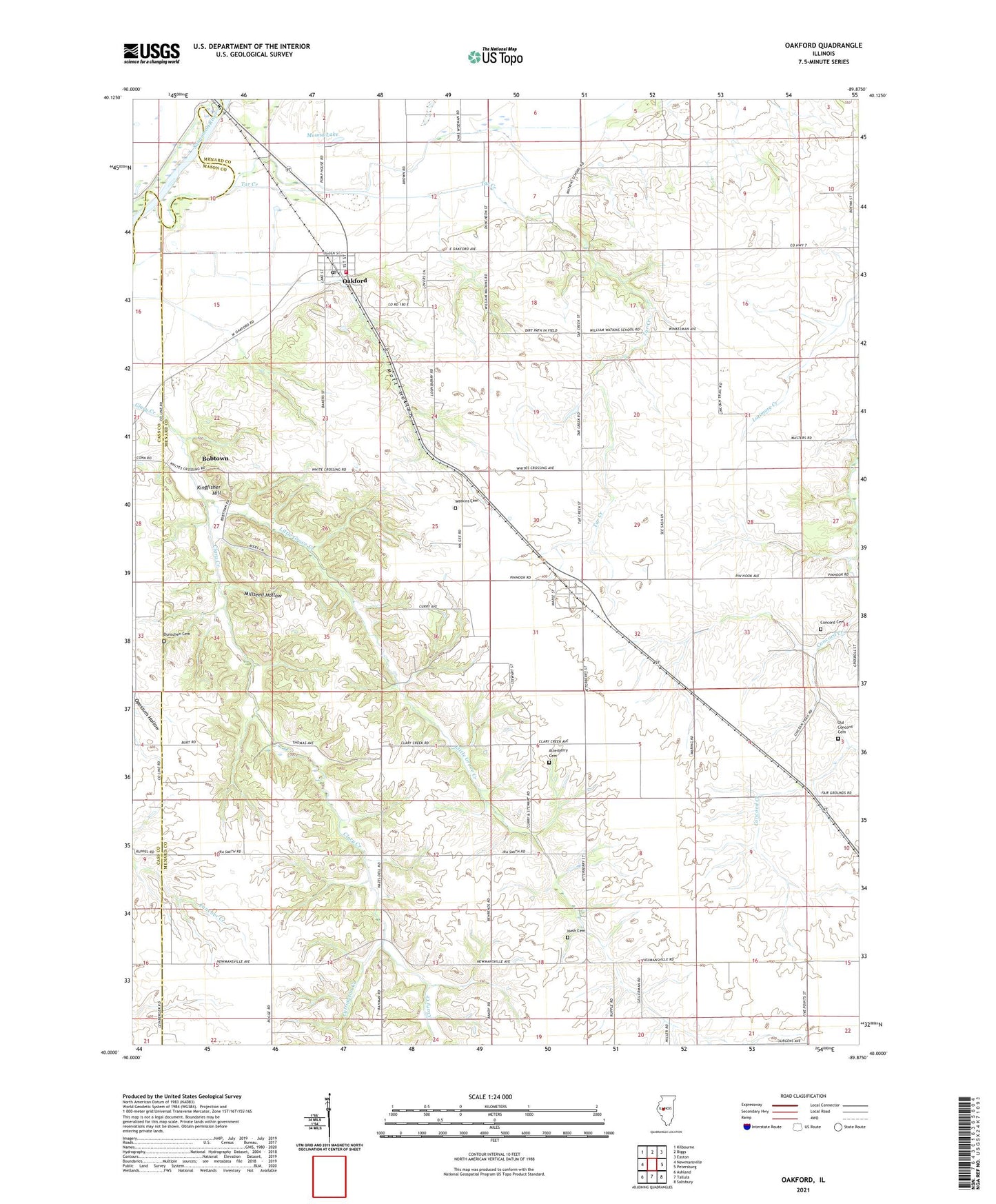 Oakford Illinois US Topo Map Image