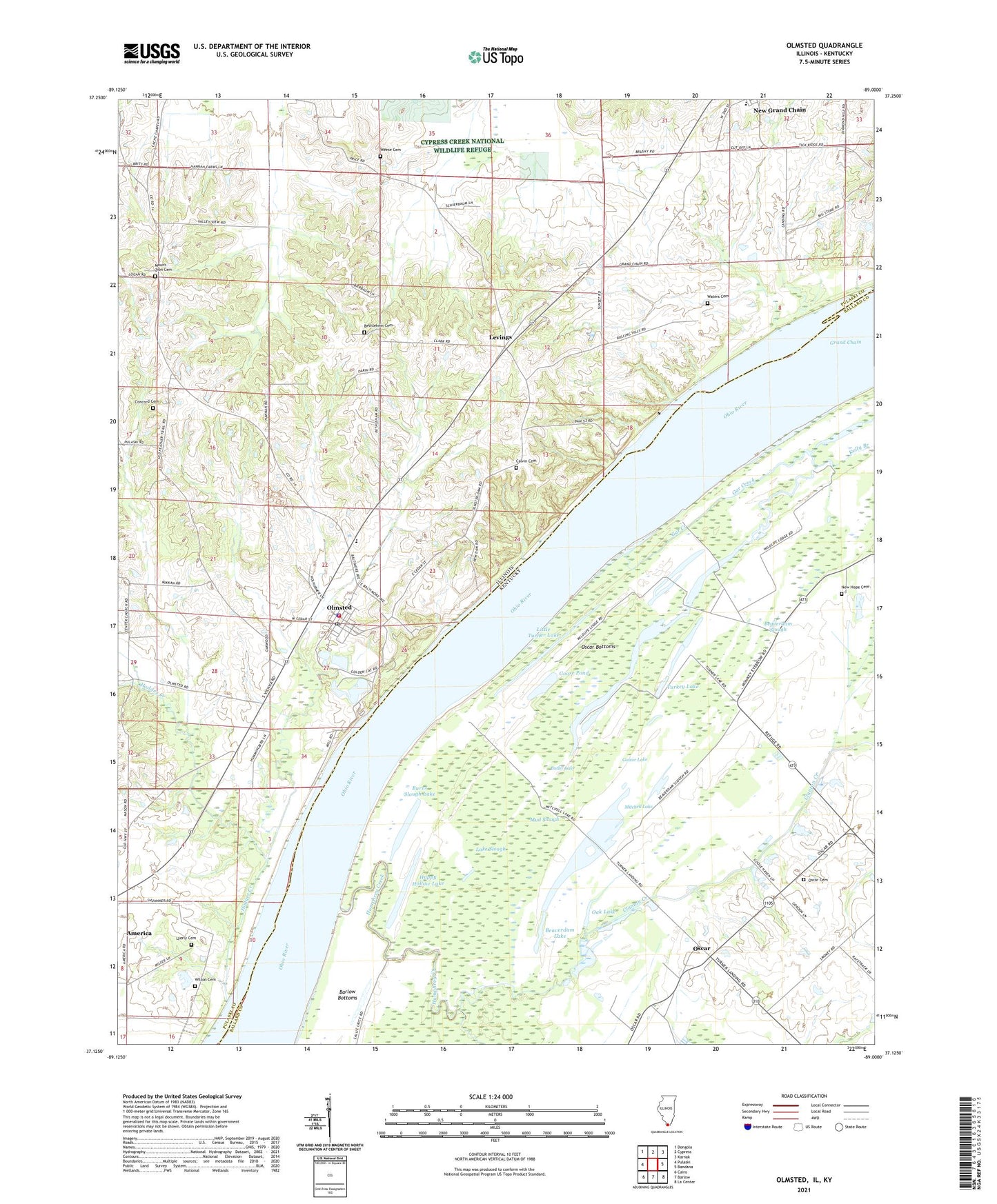 Olmsted Illinois US Topo Map Image