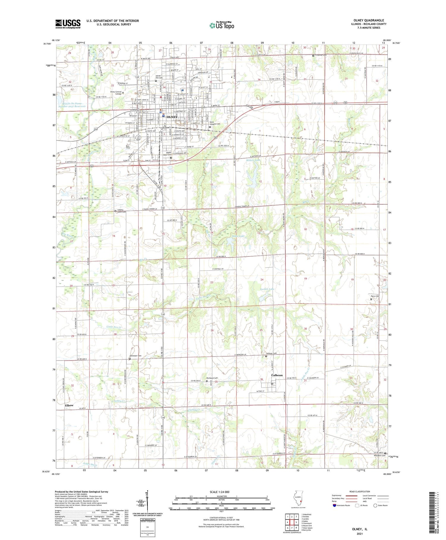 Olney Illinois US Topo Map Image