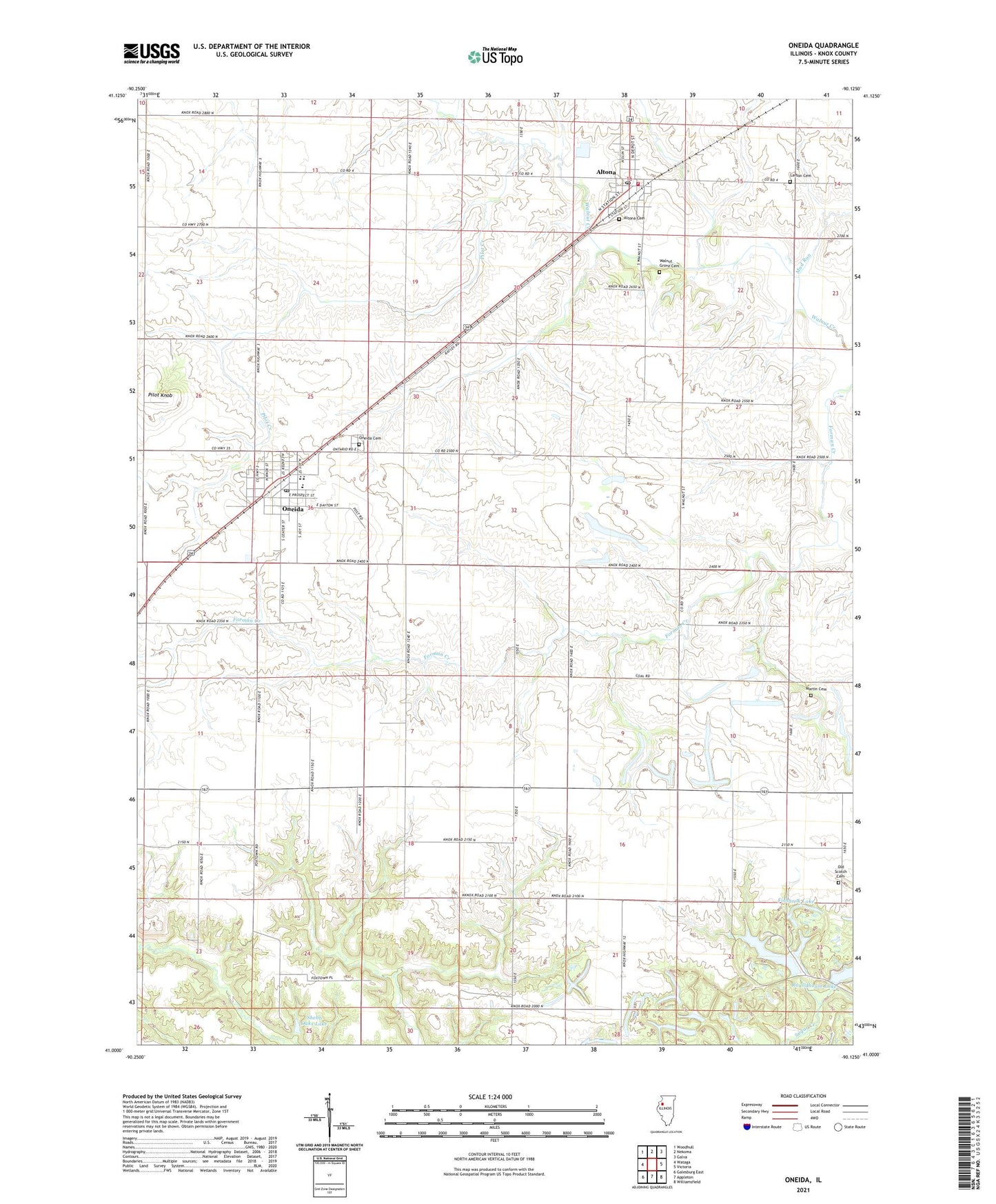 Oneida Illinois US Topo Map Image