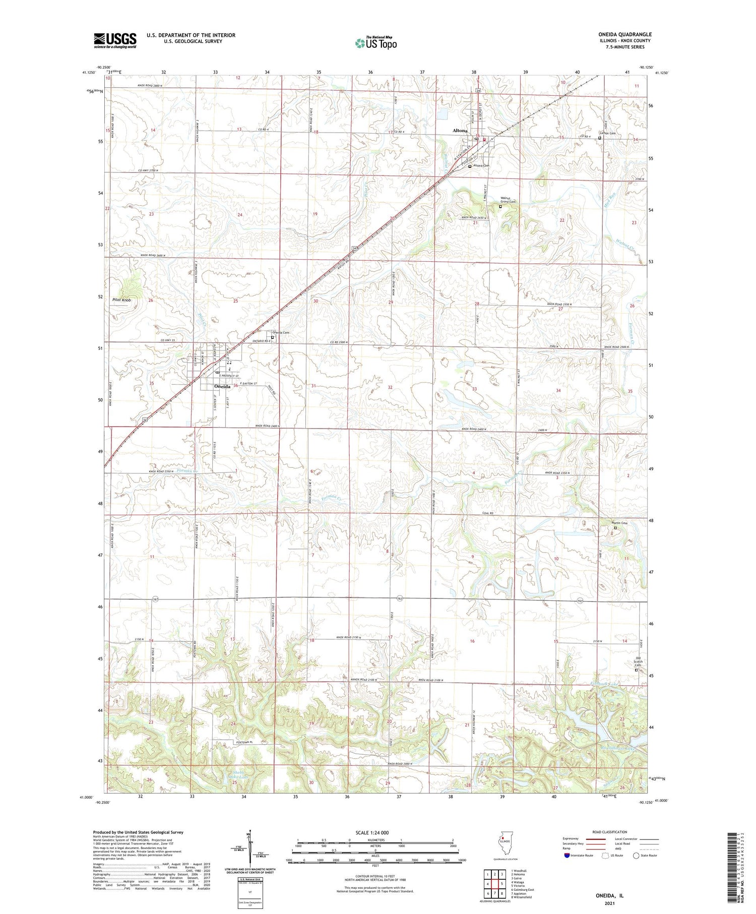 Oneida Illinois US Topo Map Image