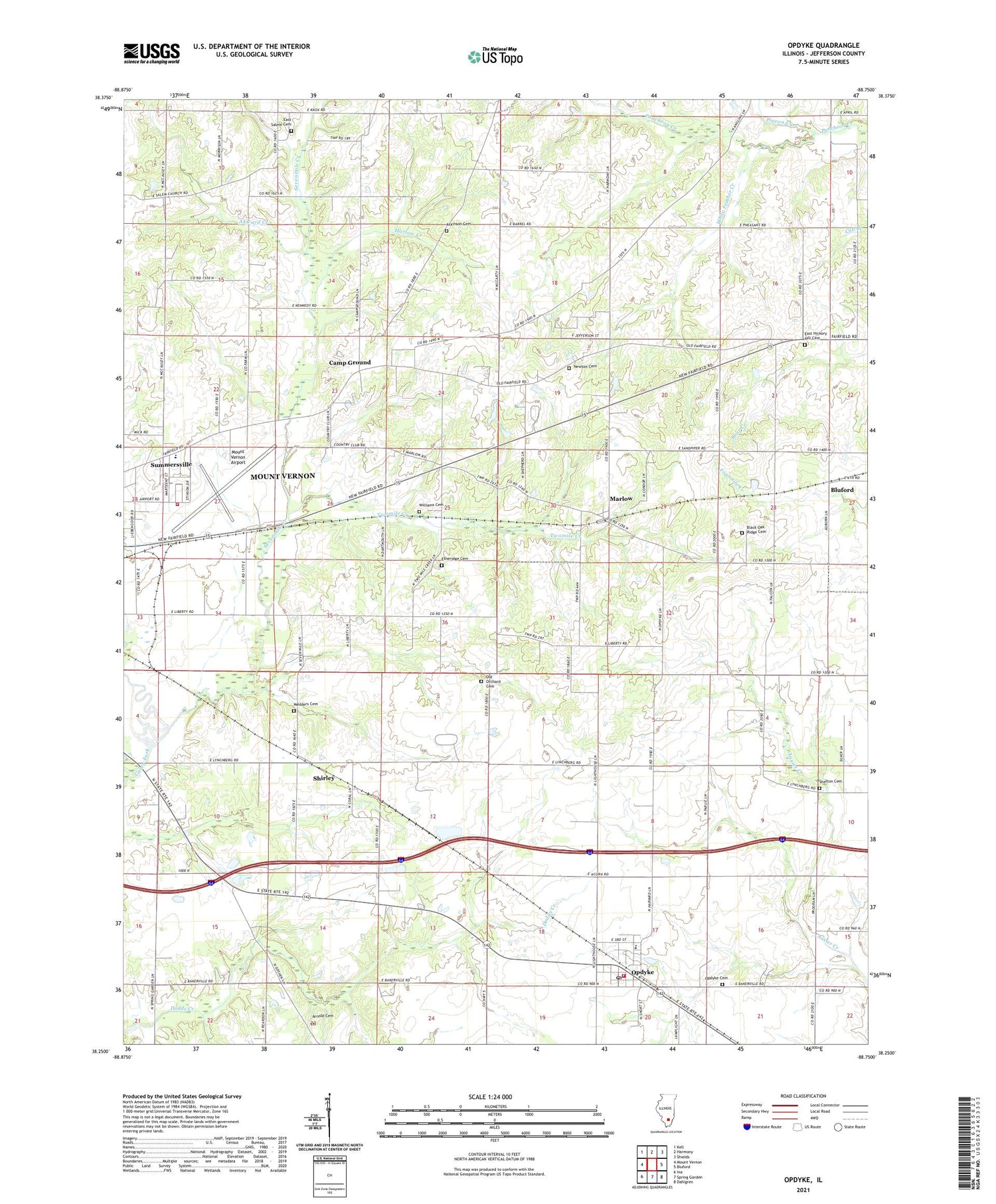 Opdyke Illinois US Topo Map Image