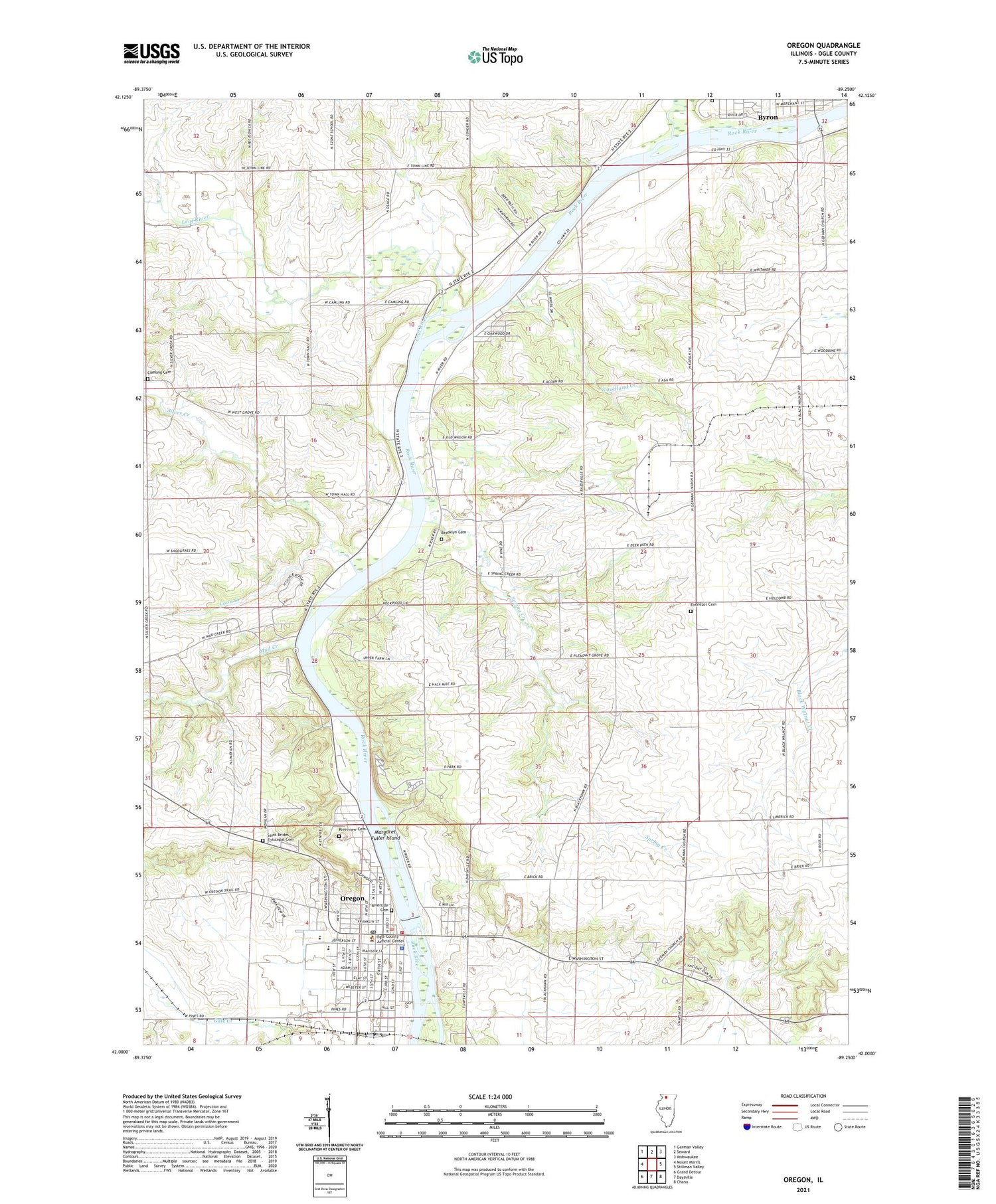 Oregon Illinois US Topo Map Image