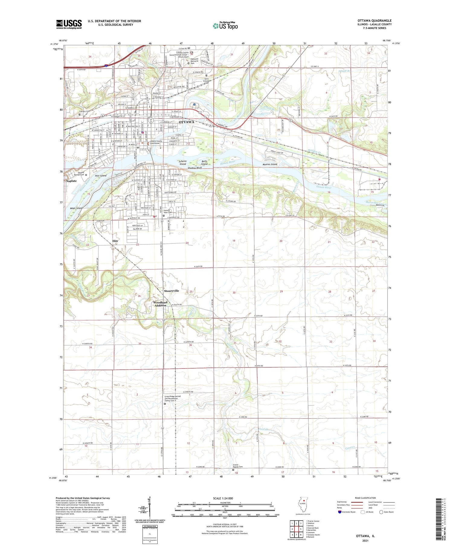 Ottawa Illinois US Topo Map Image