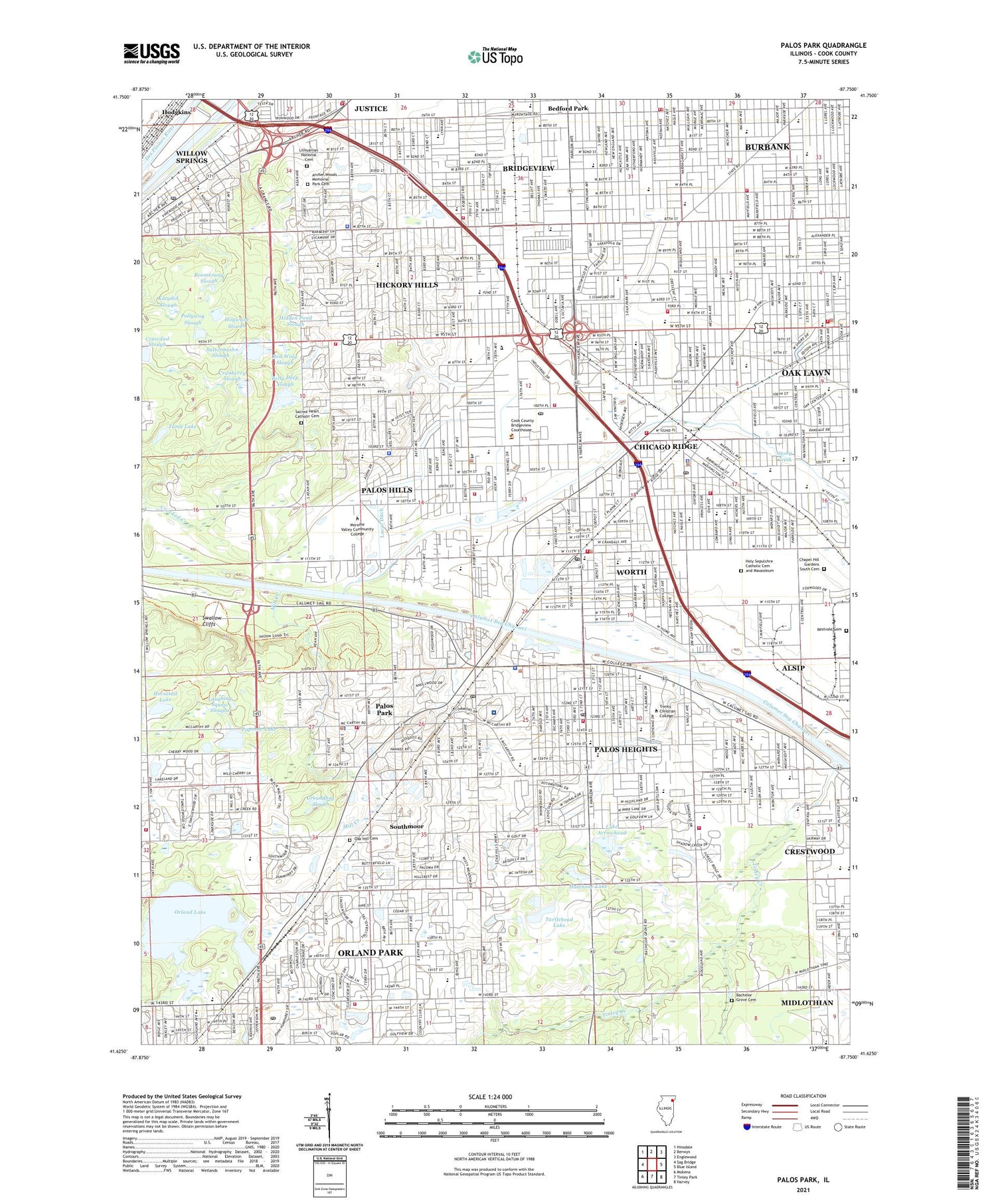 Palos Park Illinois US Topo Map Image