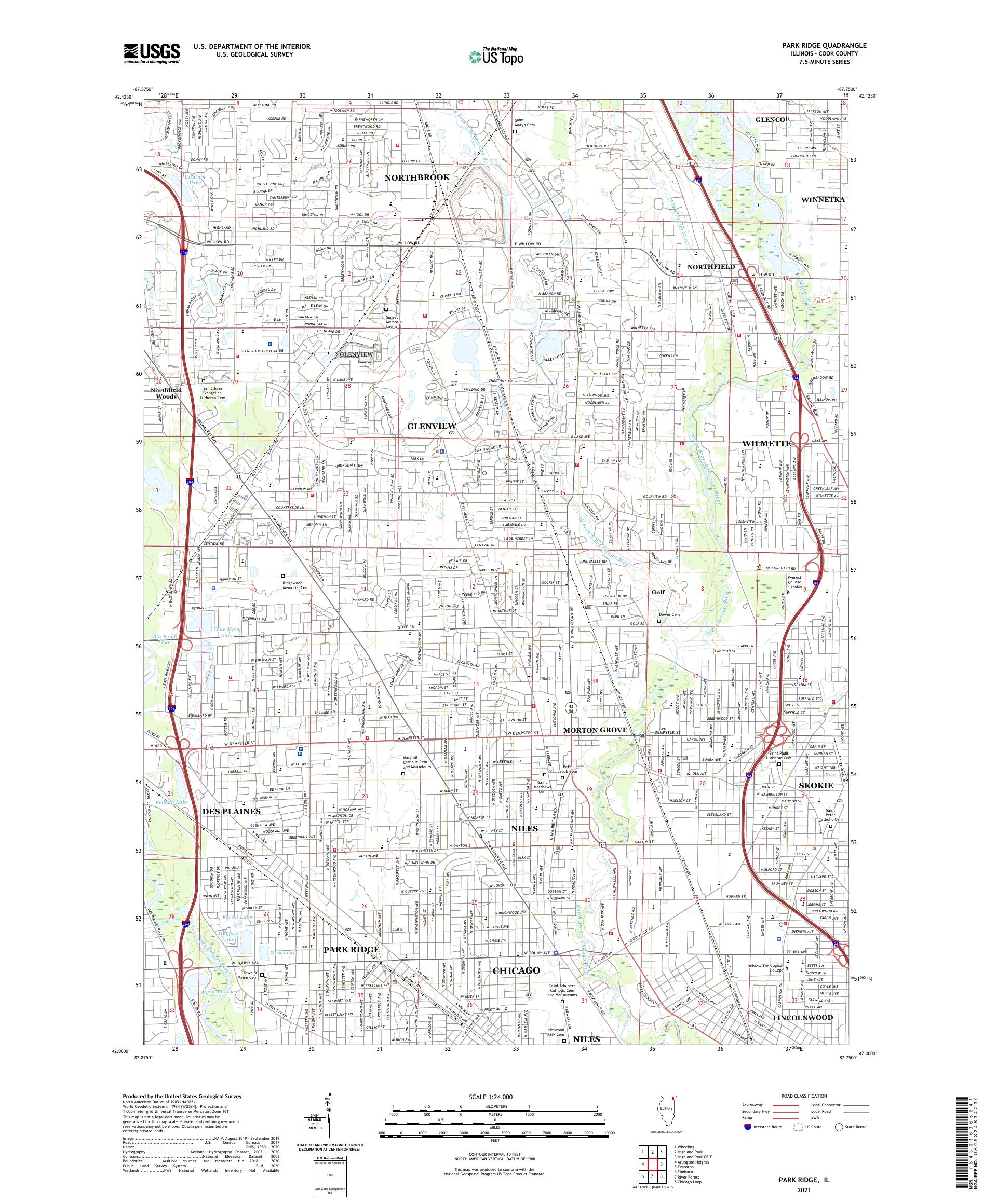 Park Ridge Illinois US Topo Map – MyTopo Map Store
