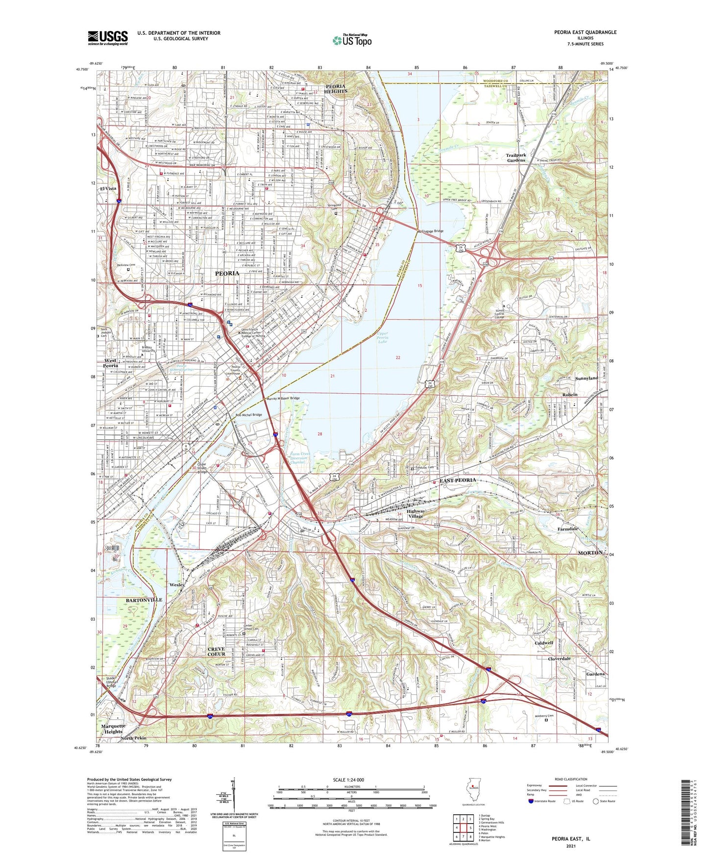 Peoria East Illinois US Topo Map Image