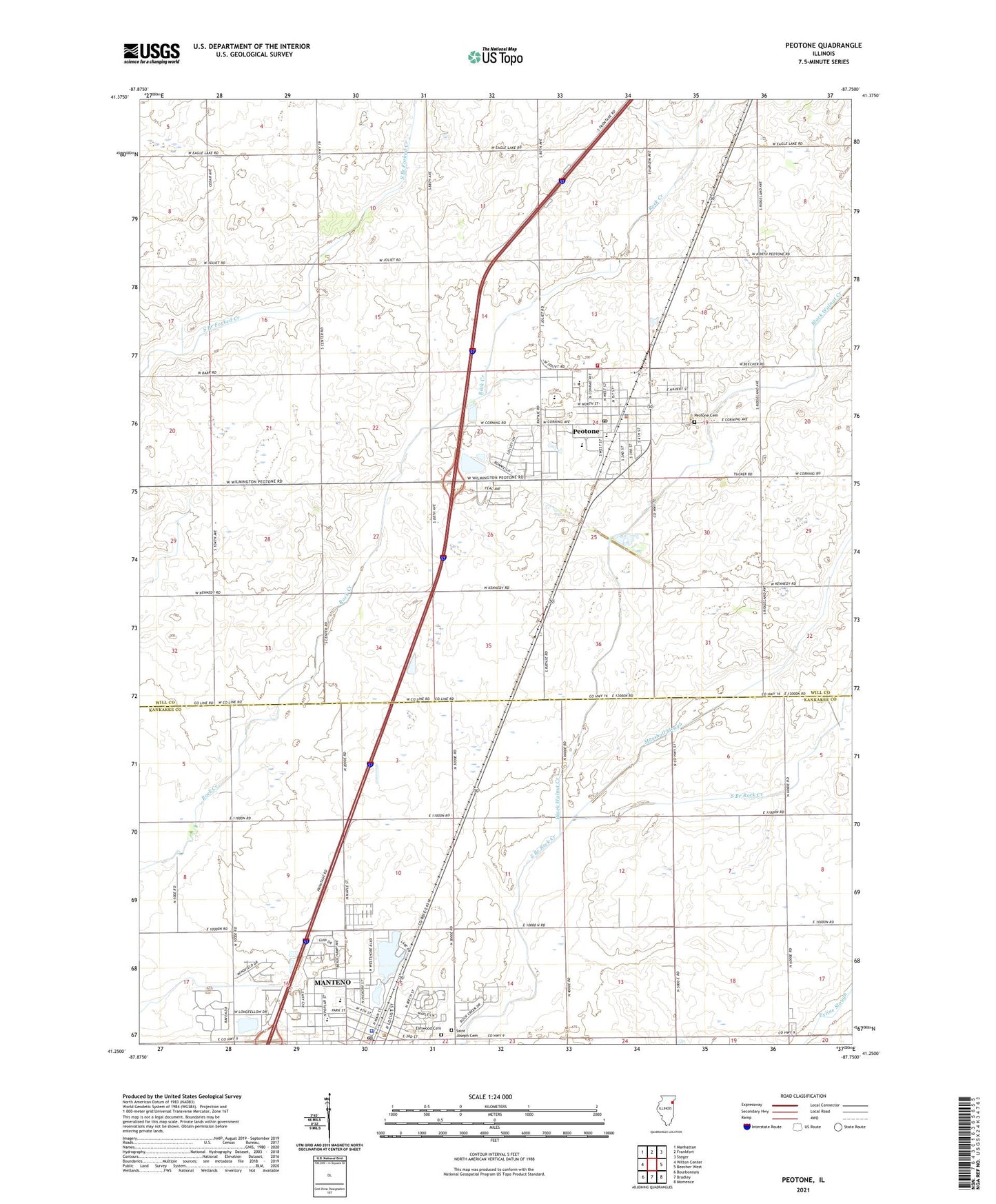 Peotone Illinois US Topo Map Image