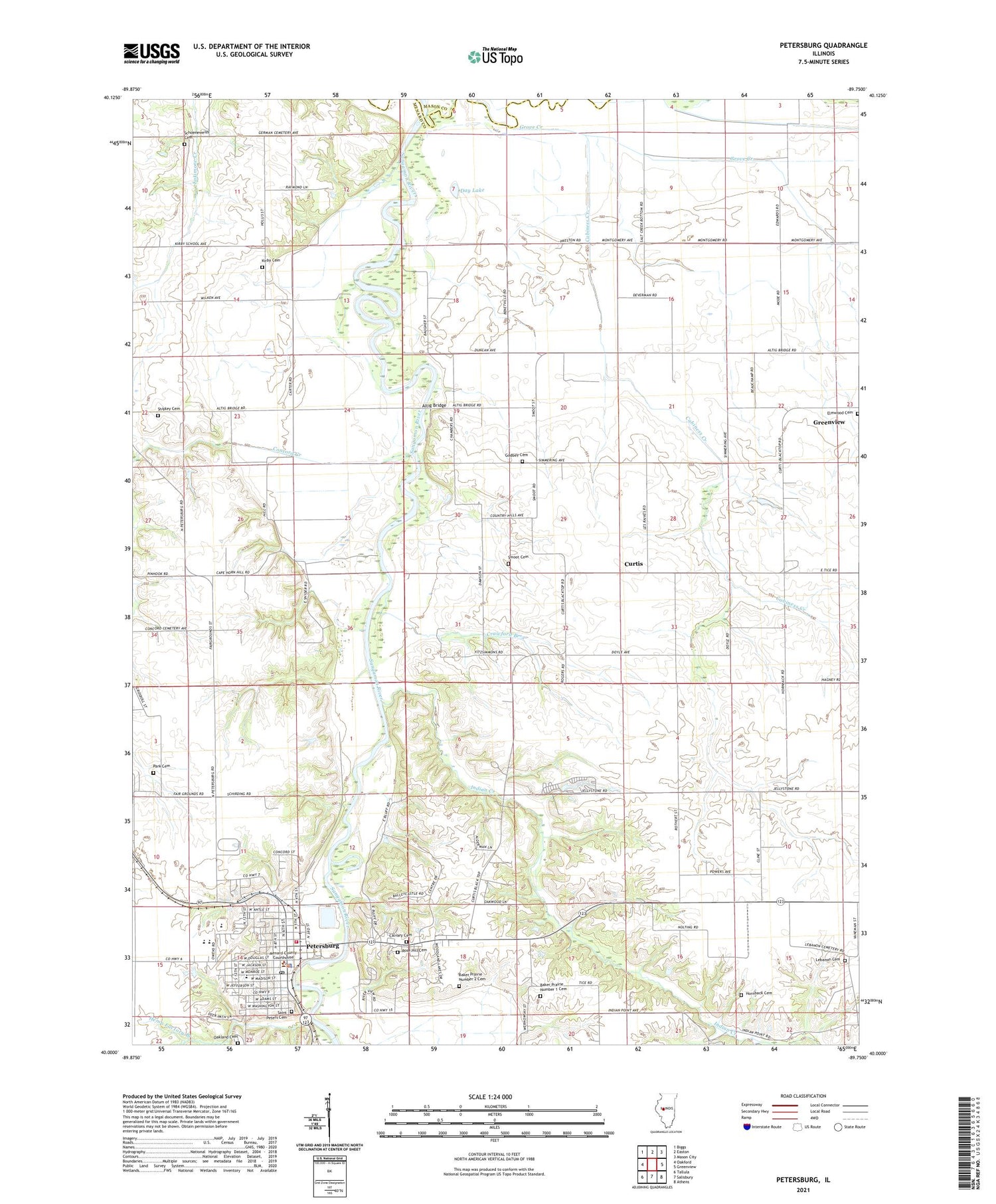 Petersburg Illinois US Topo Map Image