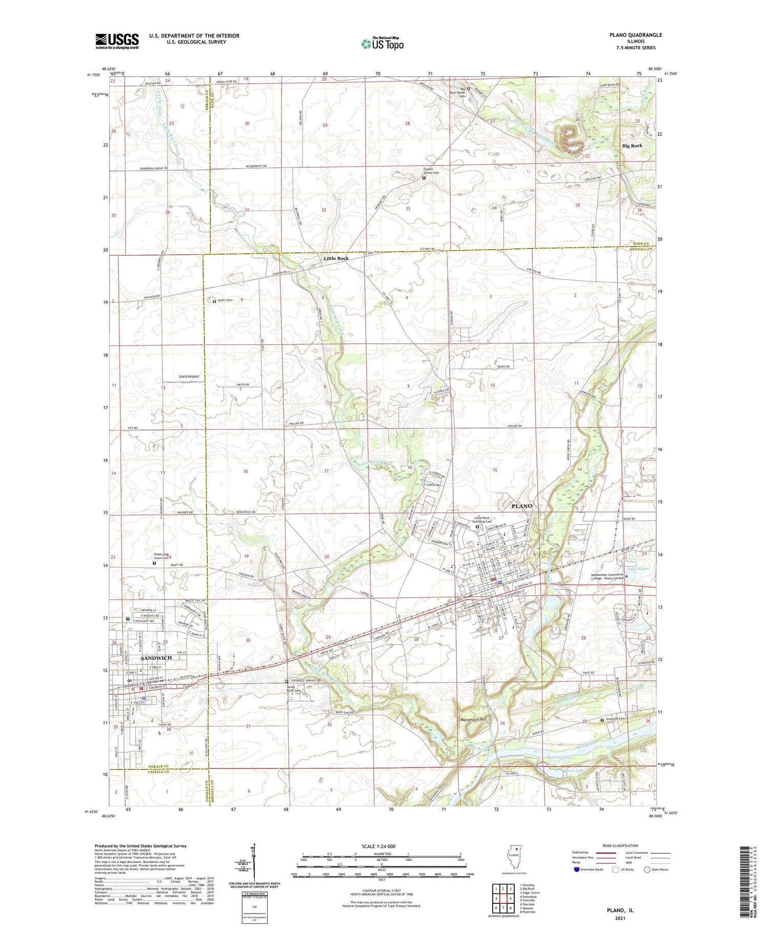 Plano Illinois US Topo Map Image