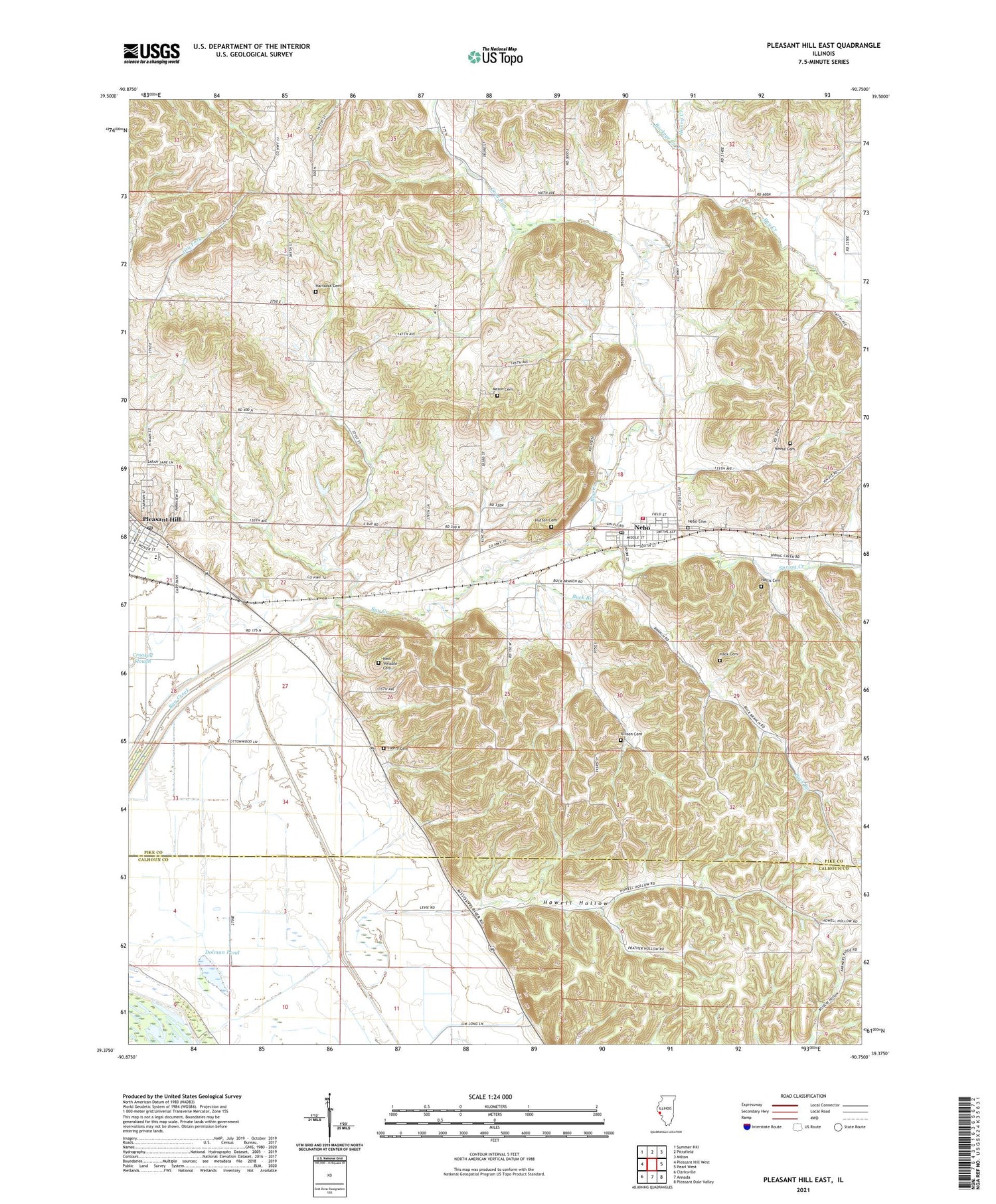 Pleasant Hill East Illinois US Topo Map Image
