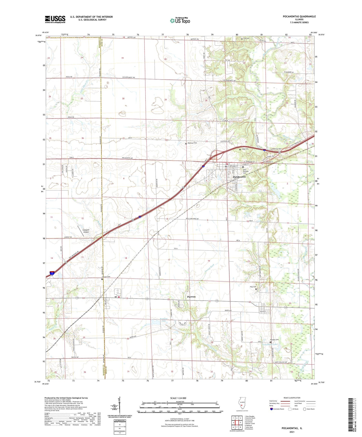 Pocahontas Illinois US Topo Map Image