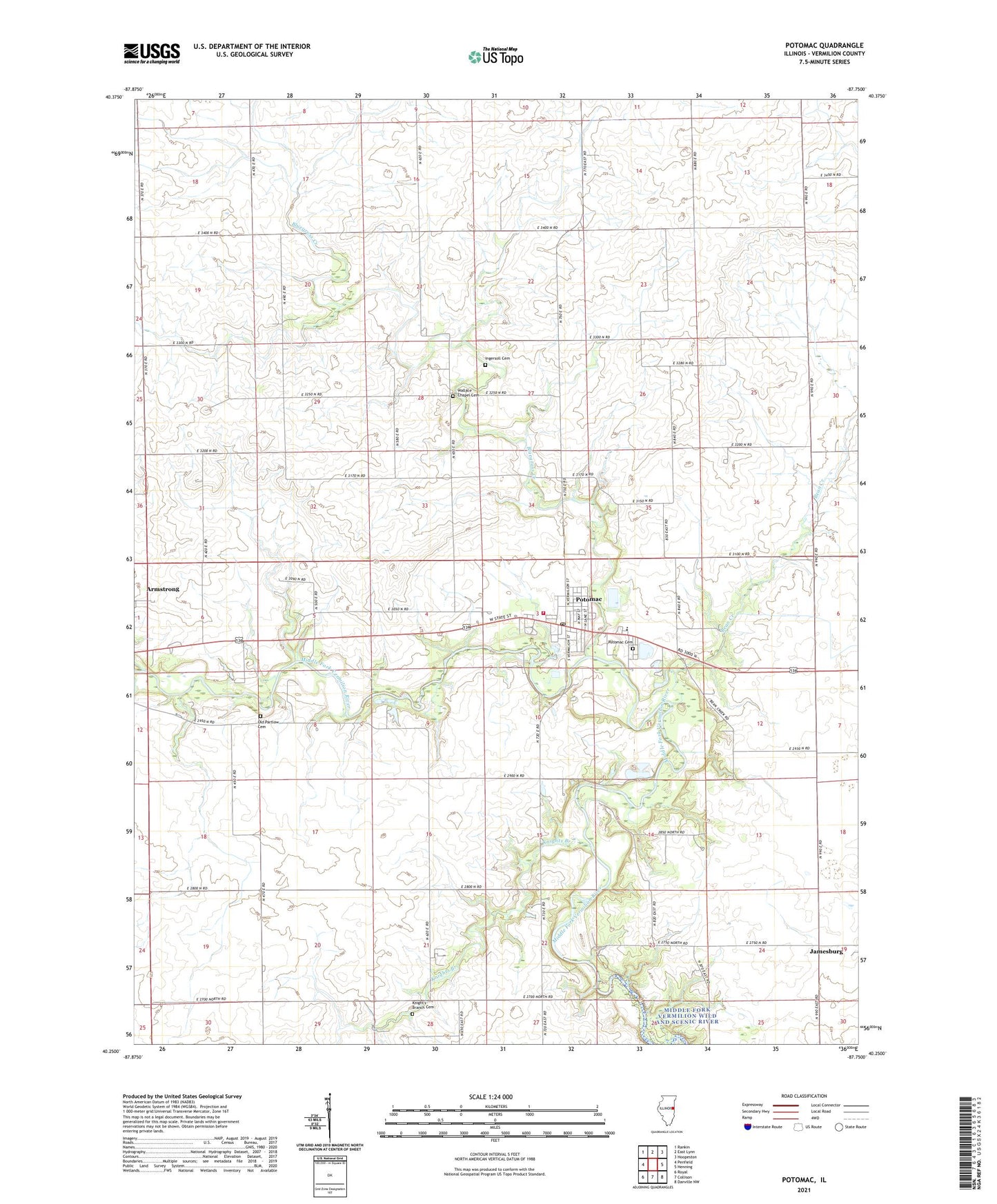 Potomac Illinois US Topo Map Image