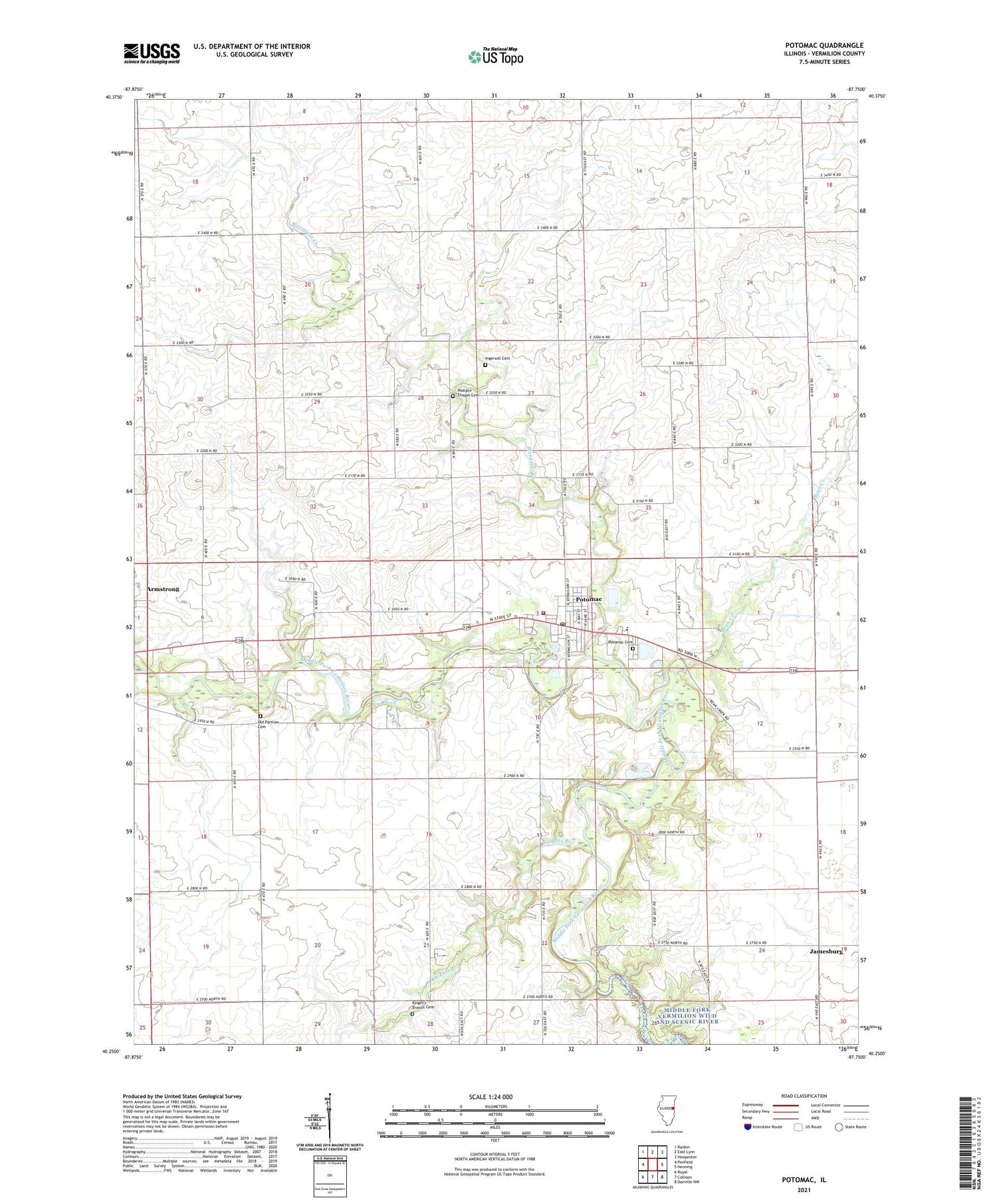 Potomac Illinois US Topo Map Image
