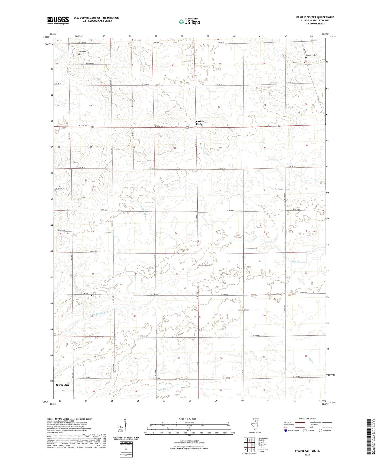Prairie Center Illinois US Topo Map Image
