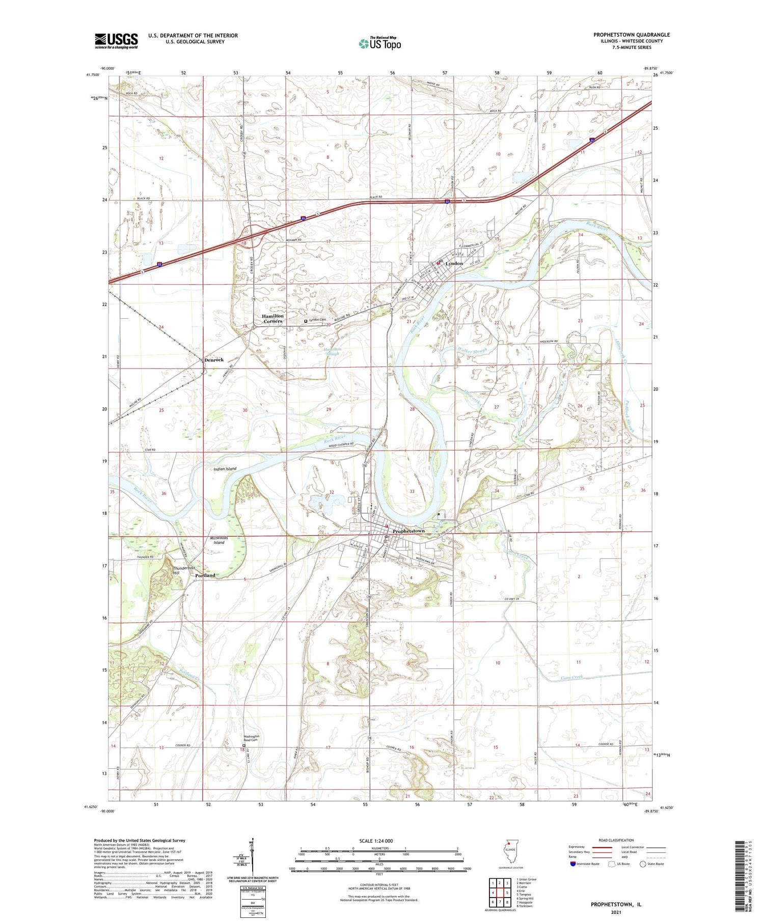 Prophetstown Illinois US Topo Map Image