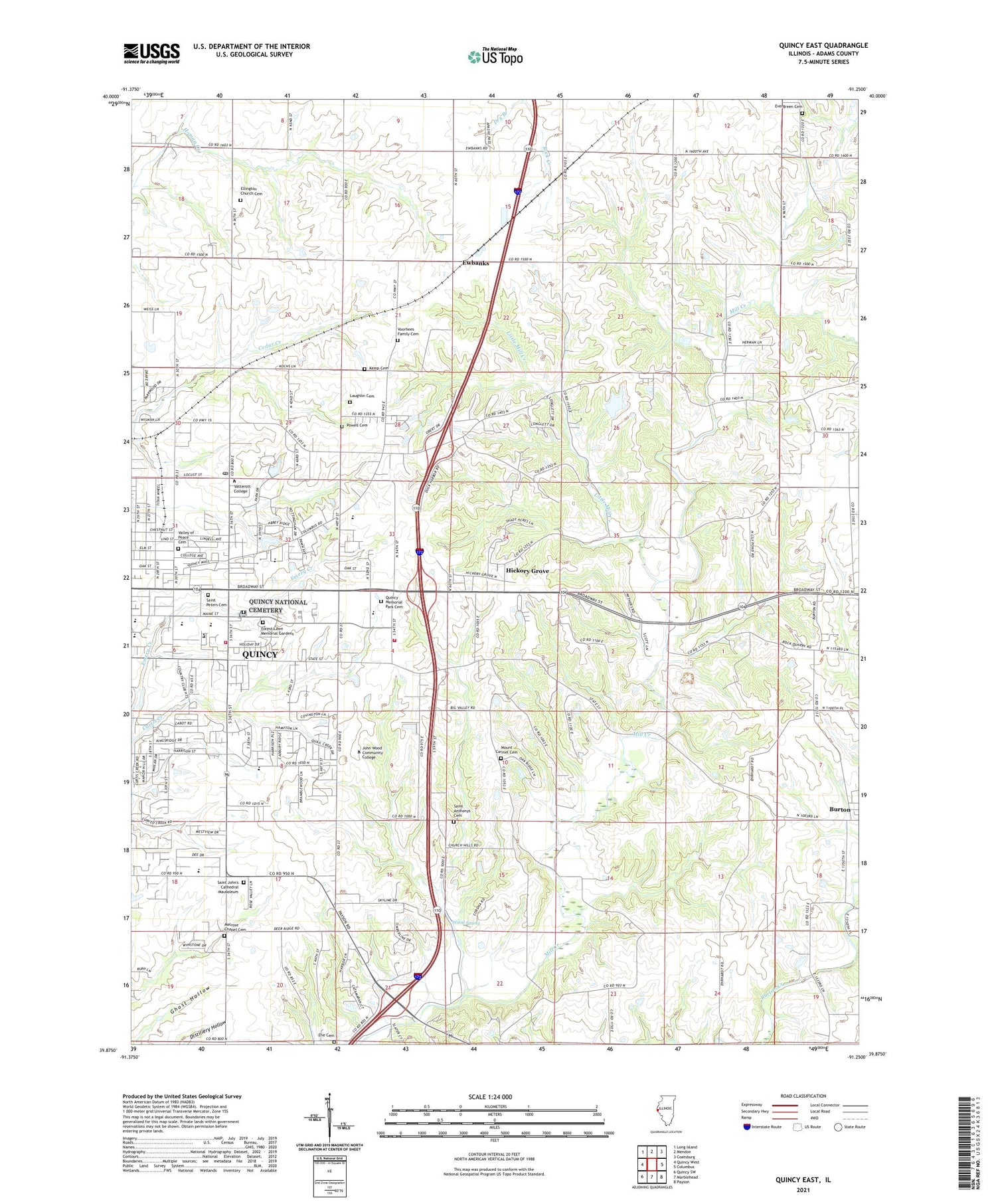 Quincy East Illinois US Topo Map Image