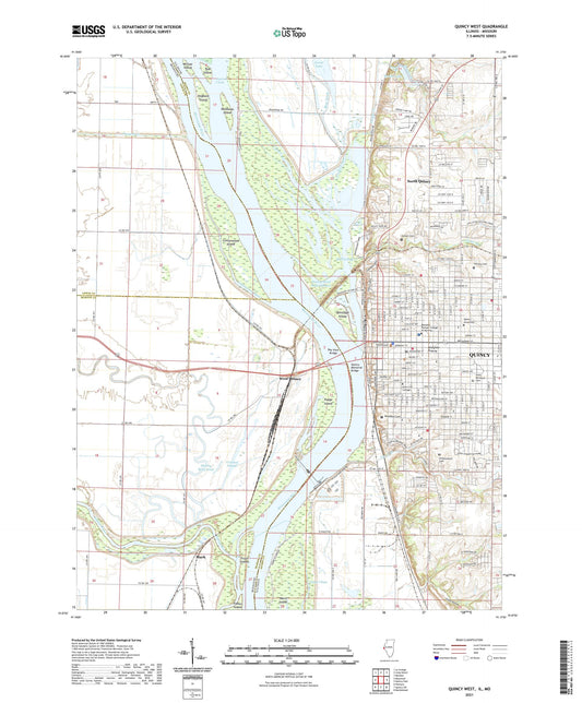 Quincy West Illinois US Topo Map Image