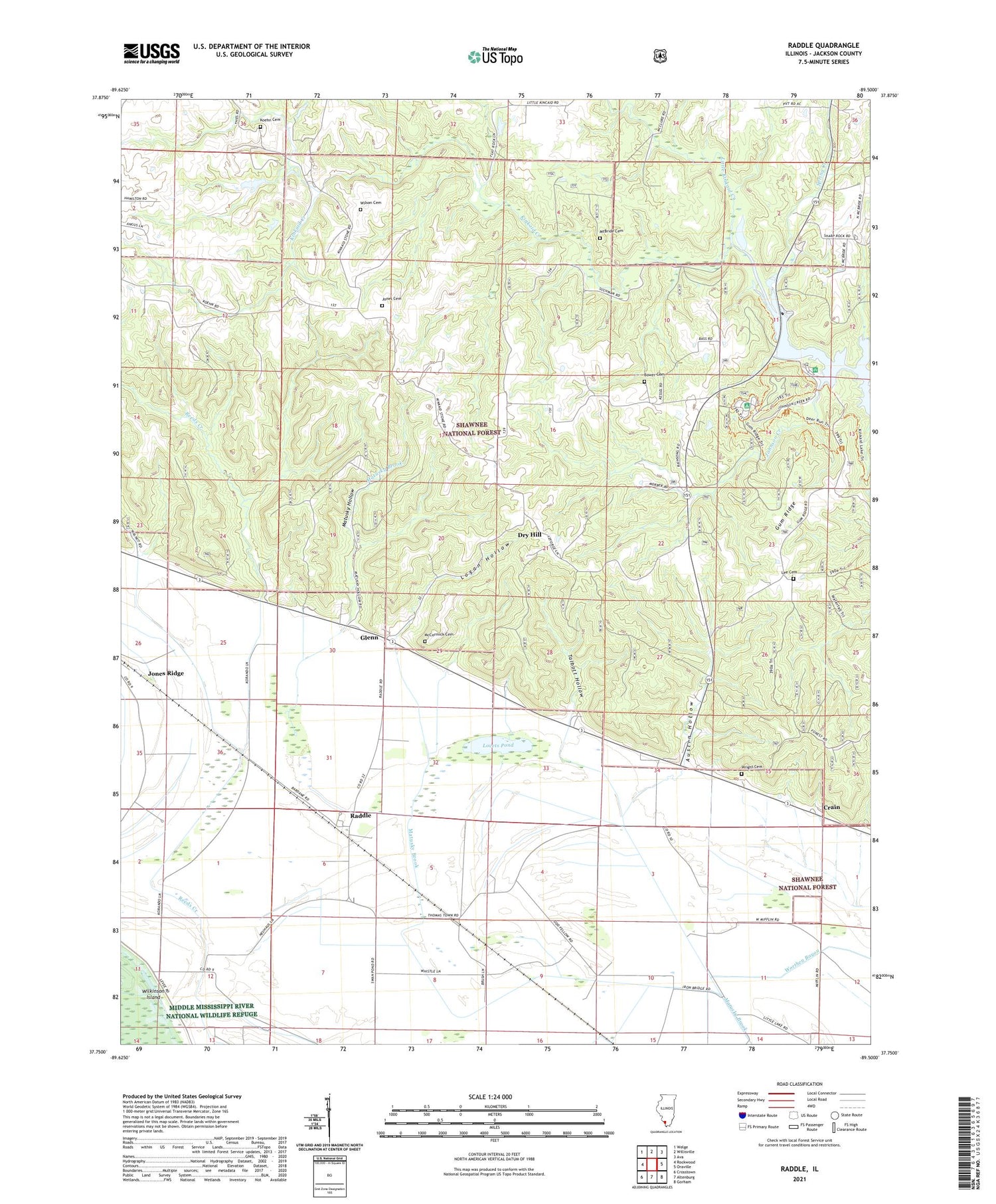 Raddle Illinois US Topo Map Image