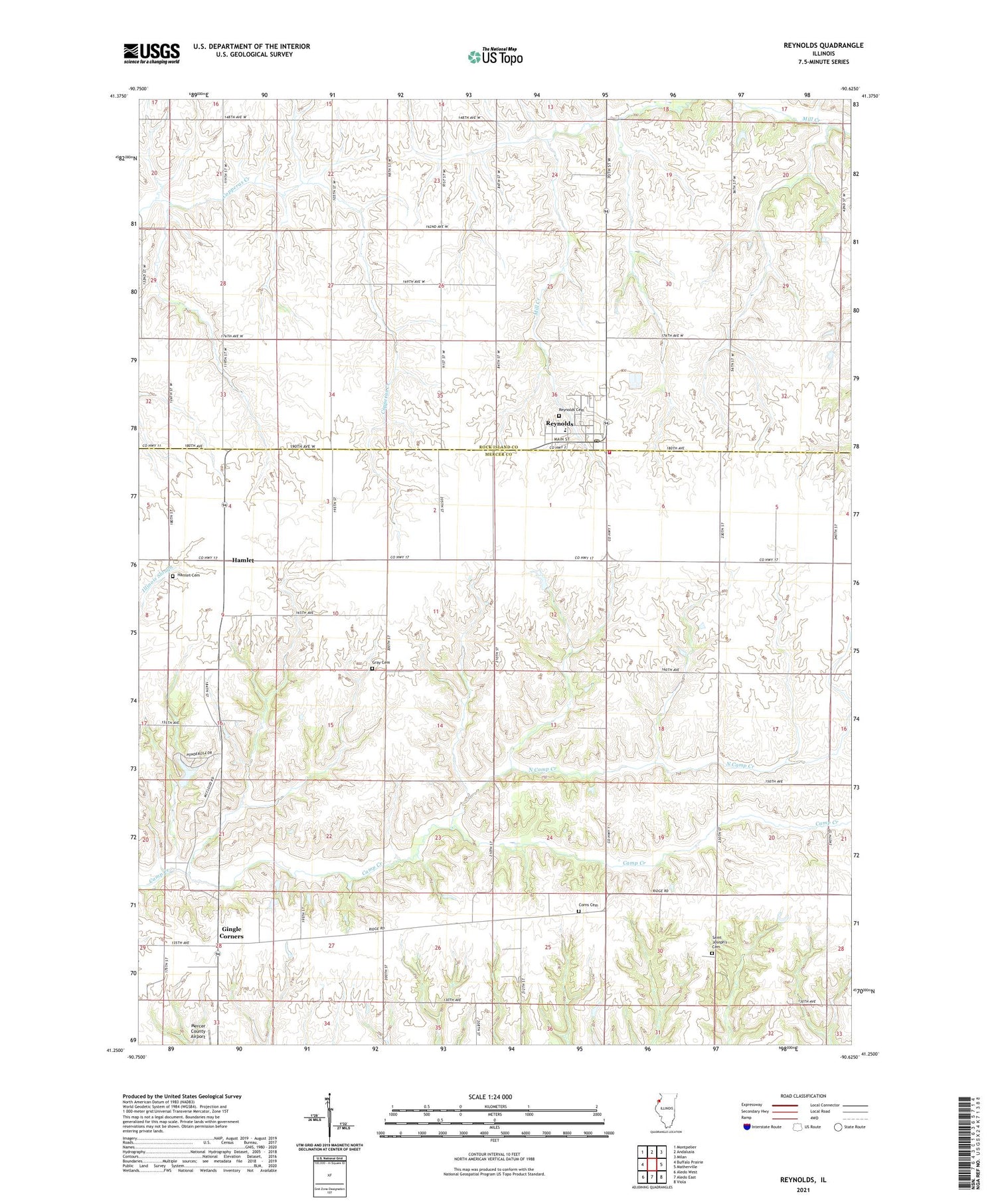Reynolds Illinois US Topo Map Image