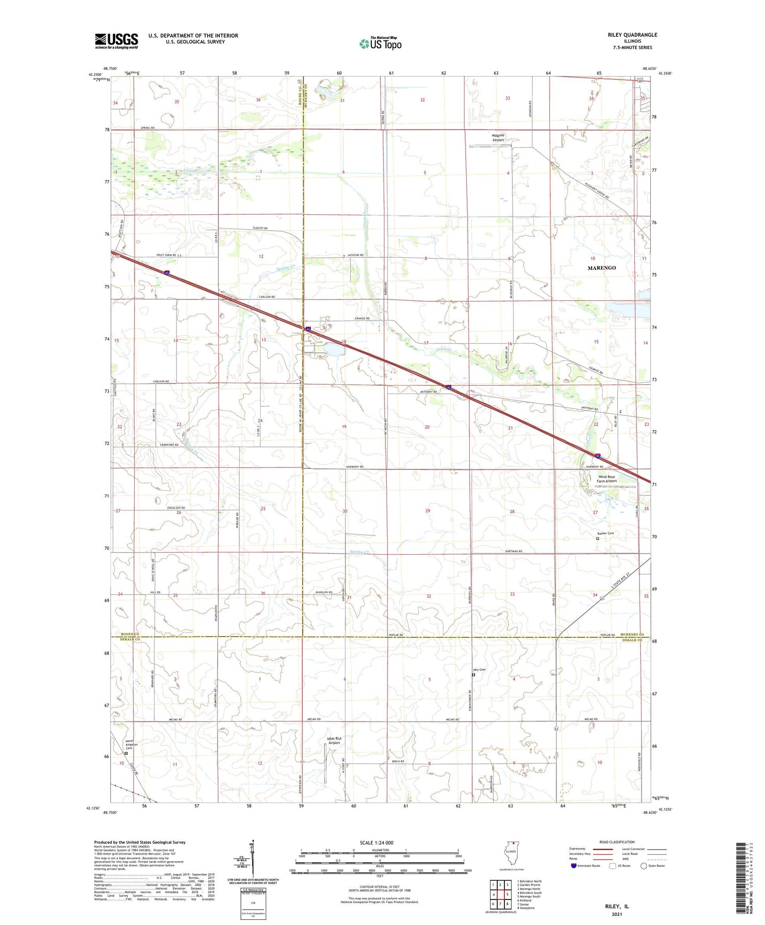 Riley Illinois US Topo Map Image