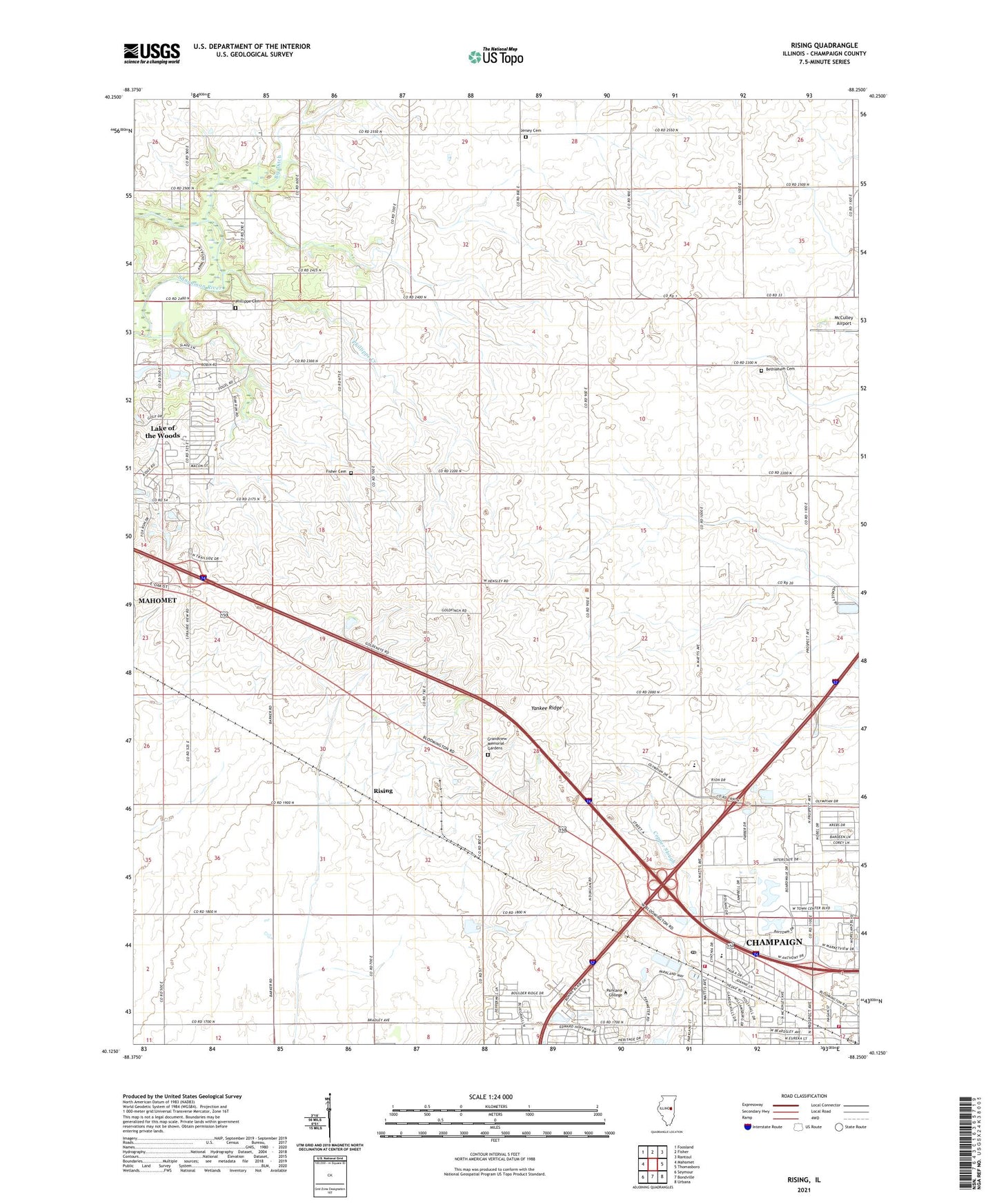 Rising Illinois US Topo Map Image