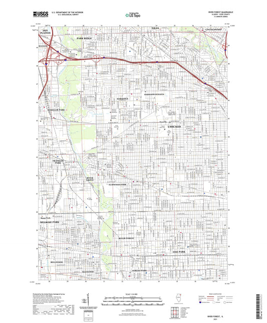 River Forest Illinois US Topo Map Image