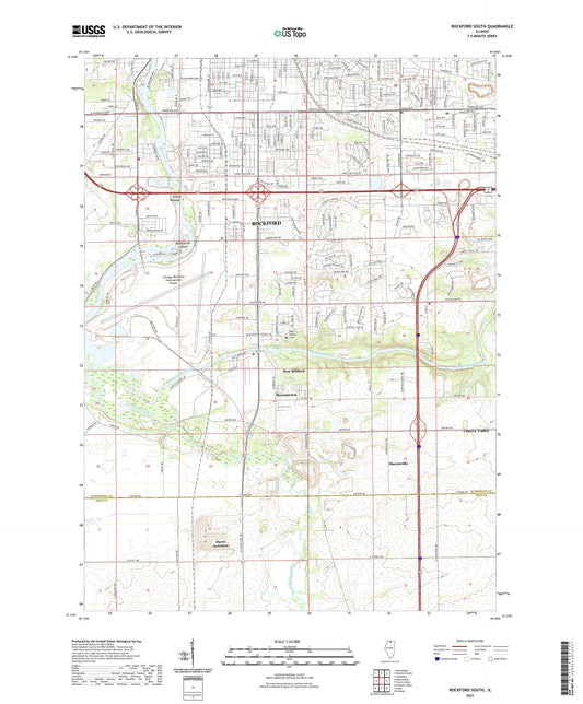 Rockford South Illinois US Topo Map Image