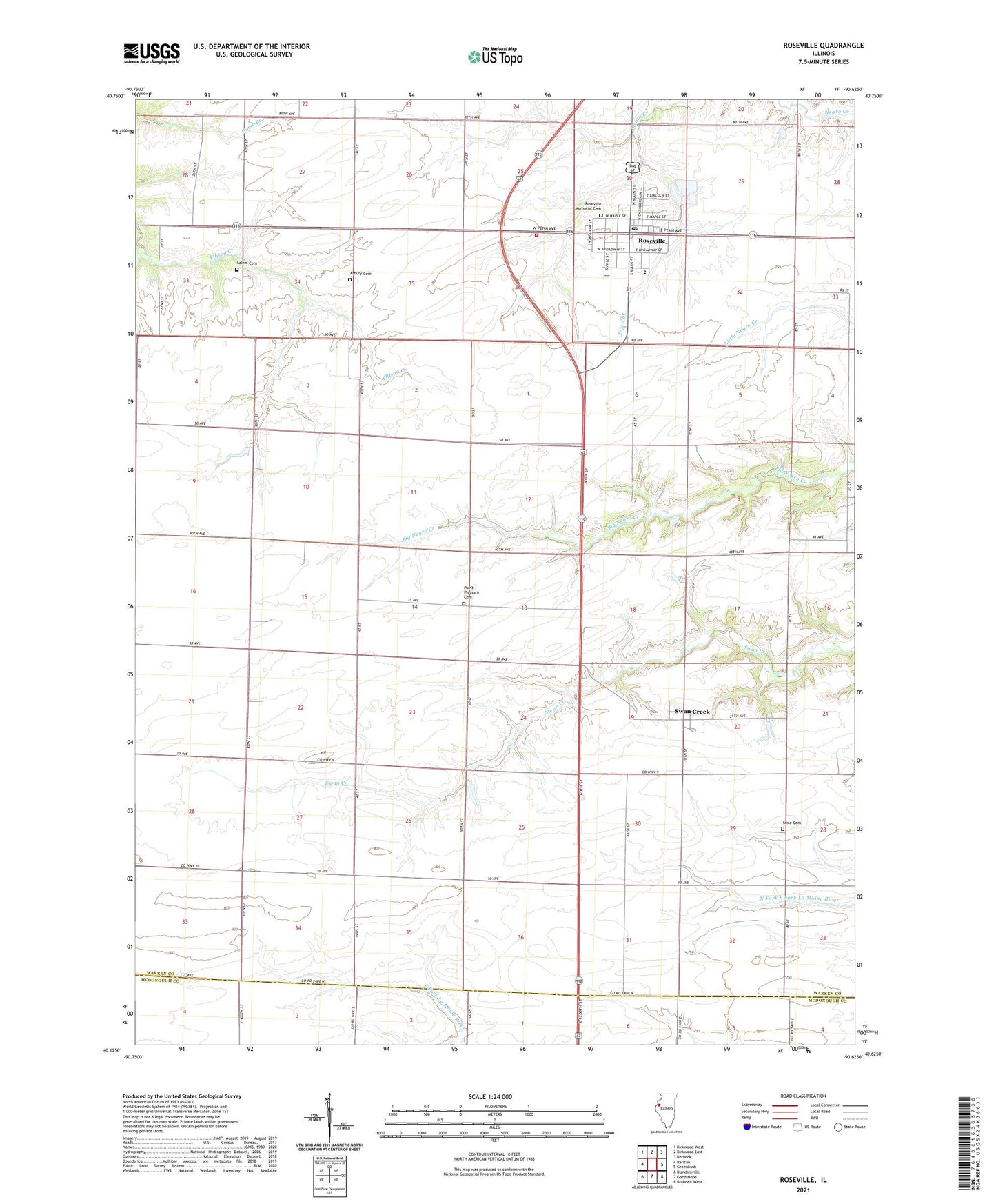 Roseville Illinois US Topo Map Image