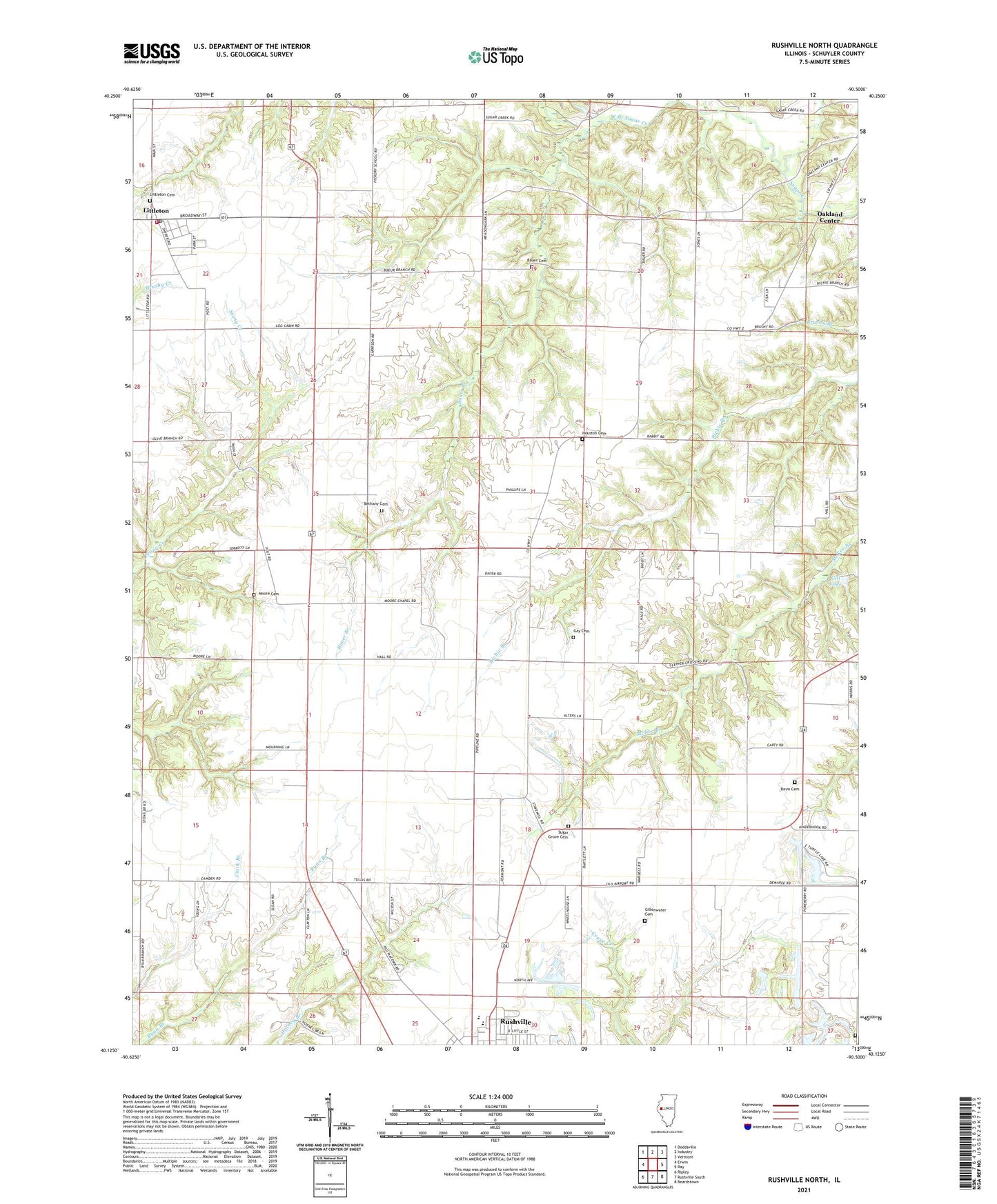 Rushville North Illinois US Topo Map Image