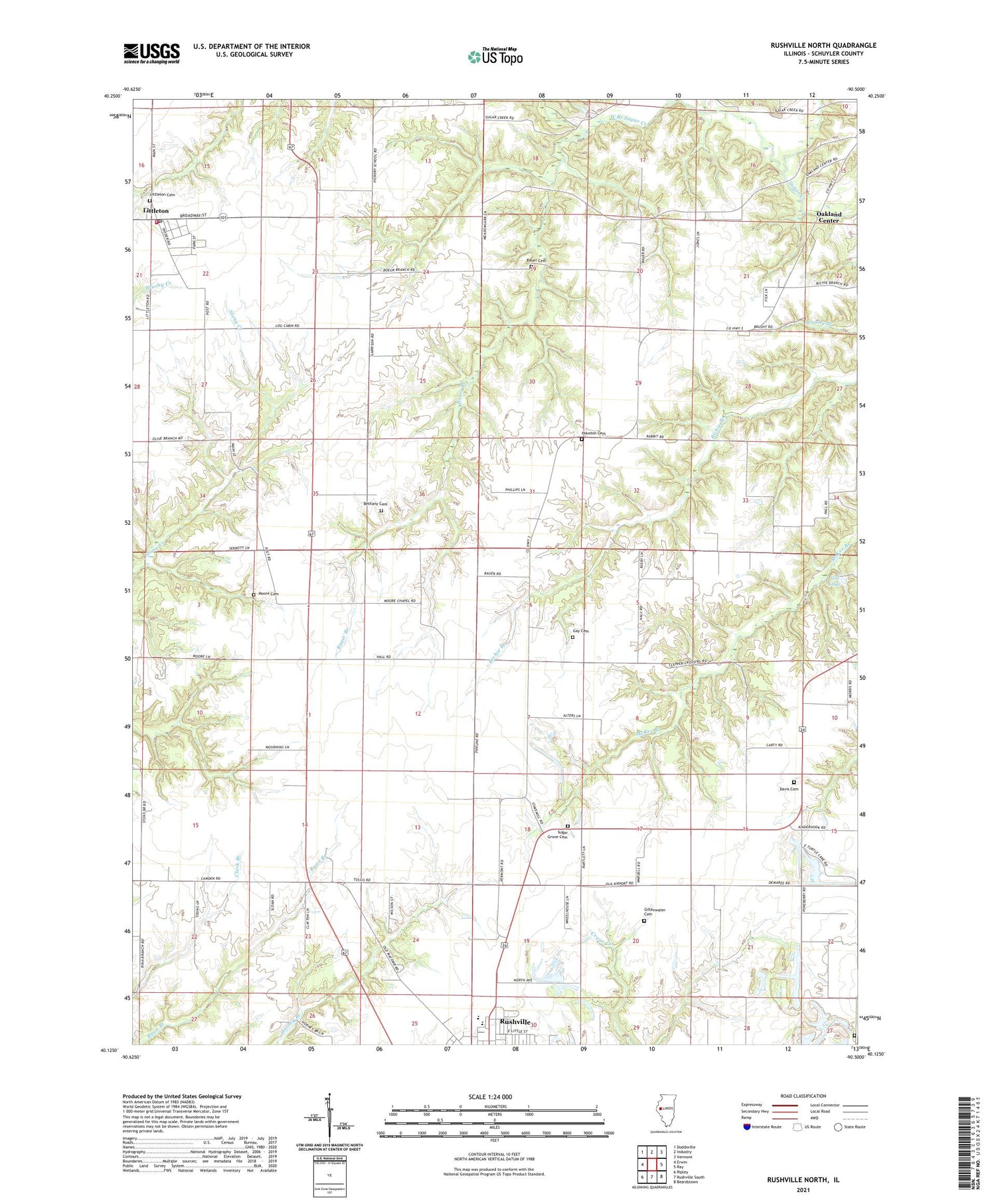 Rushville North Illinois US Topo Map Image
