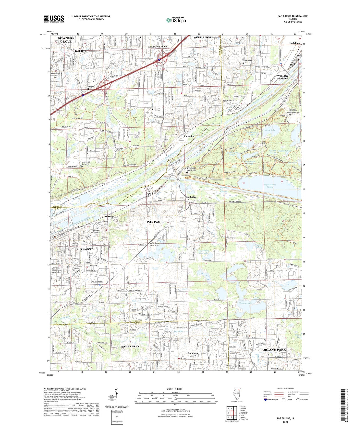 Sag Bridge Illinois US Topo Map Image