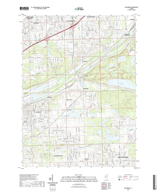 Sag Bridge Illinois US Topo Map Image