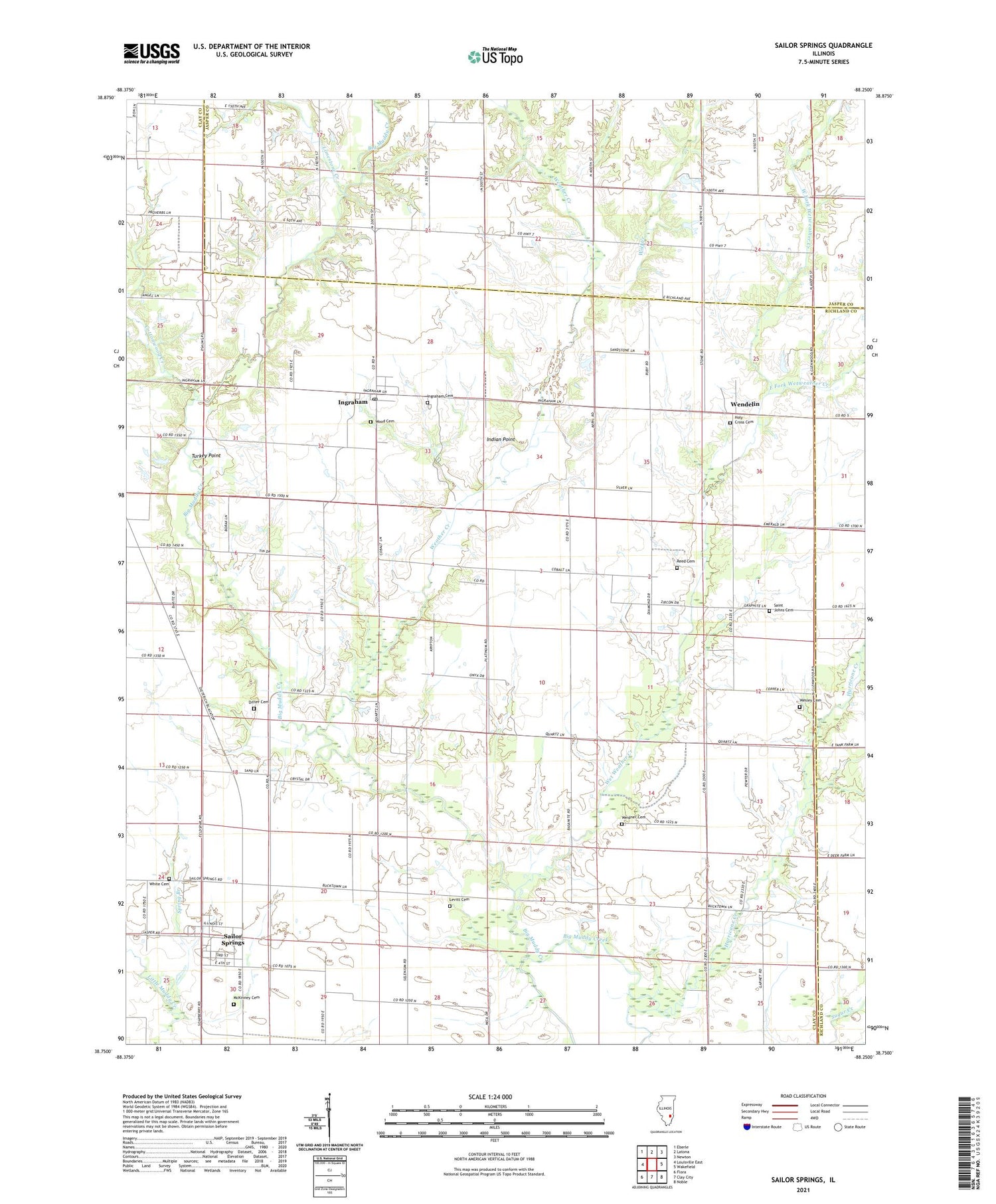 Sailor Springs Illinois US Topo Map Image