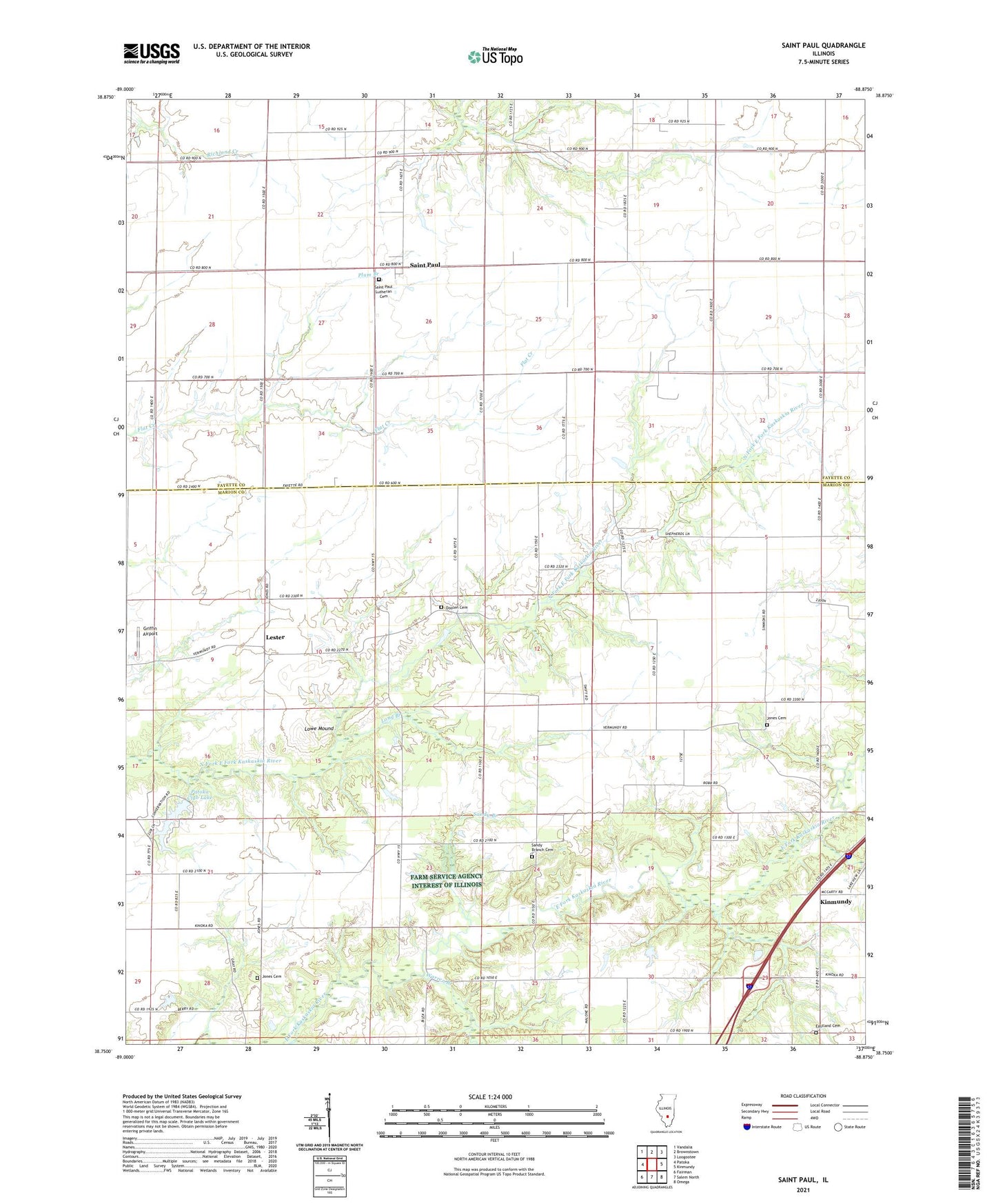 Saint Paul Illinois US Topo Map Image