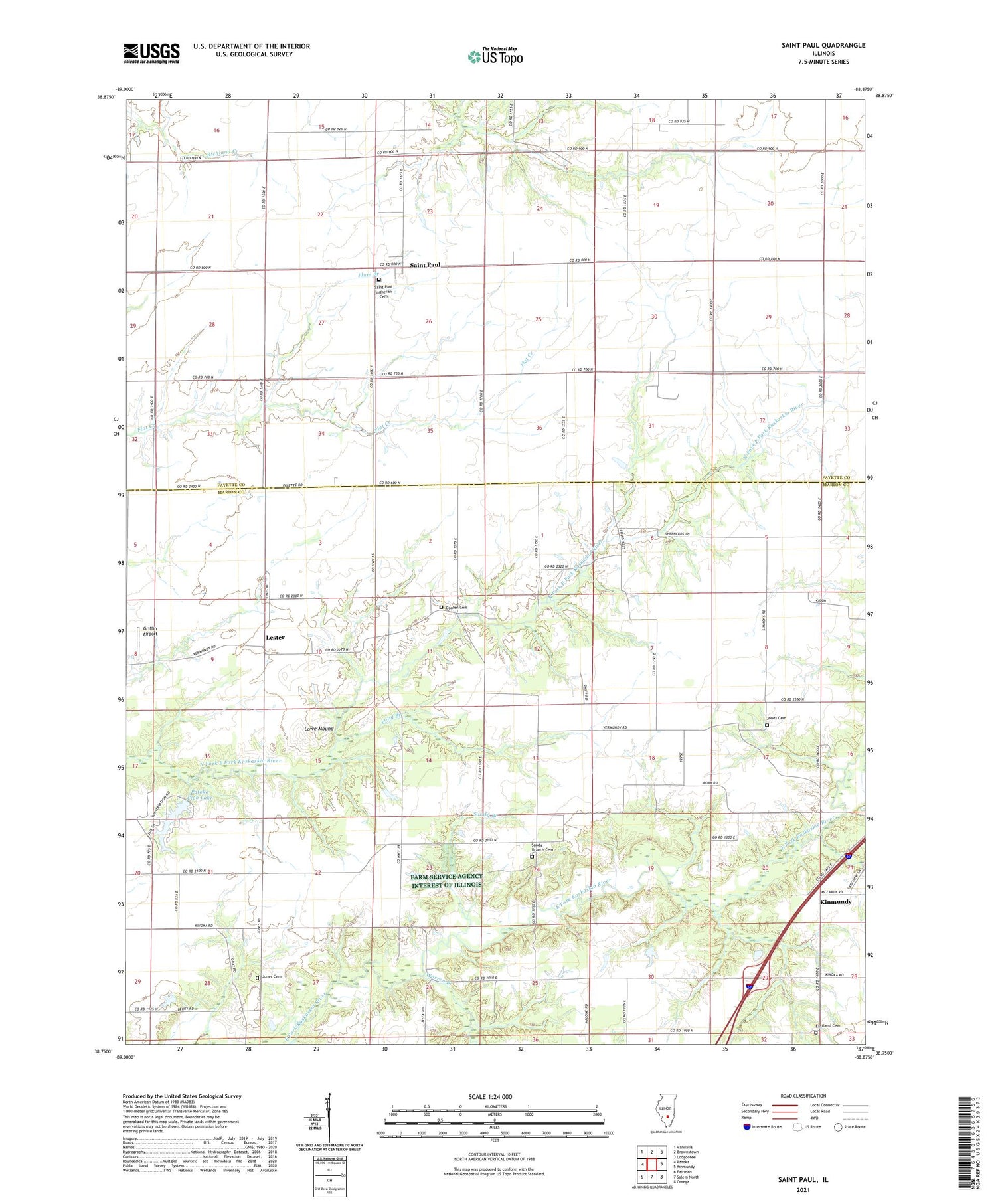 Saint Paul Illinois US Topo Map Image