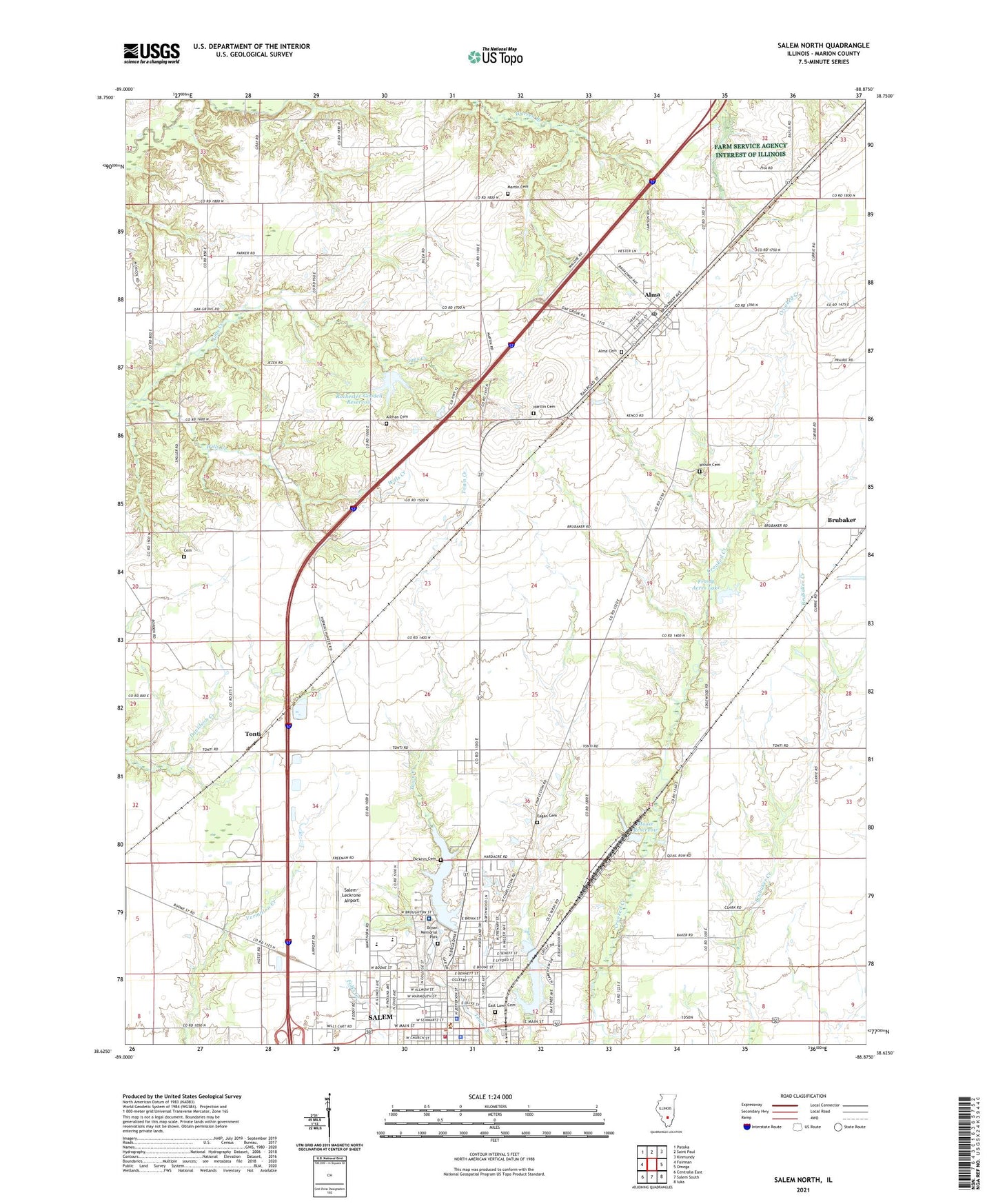 Salem North Illinois US Topo Map Image