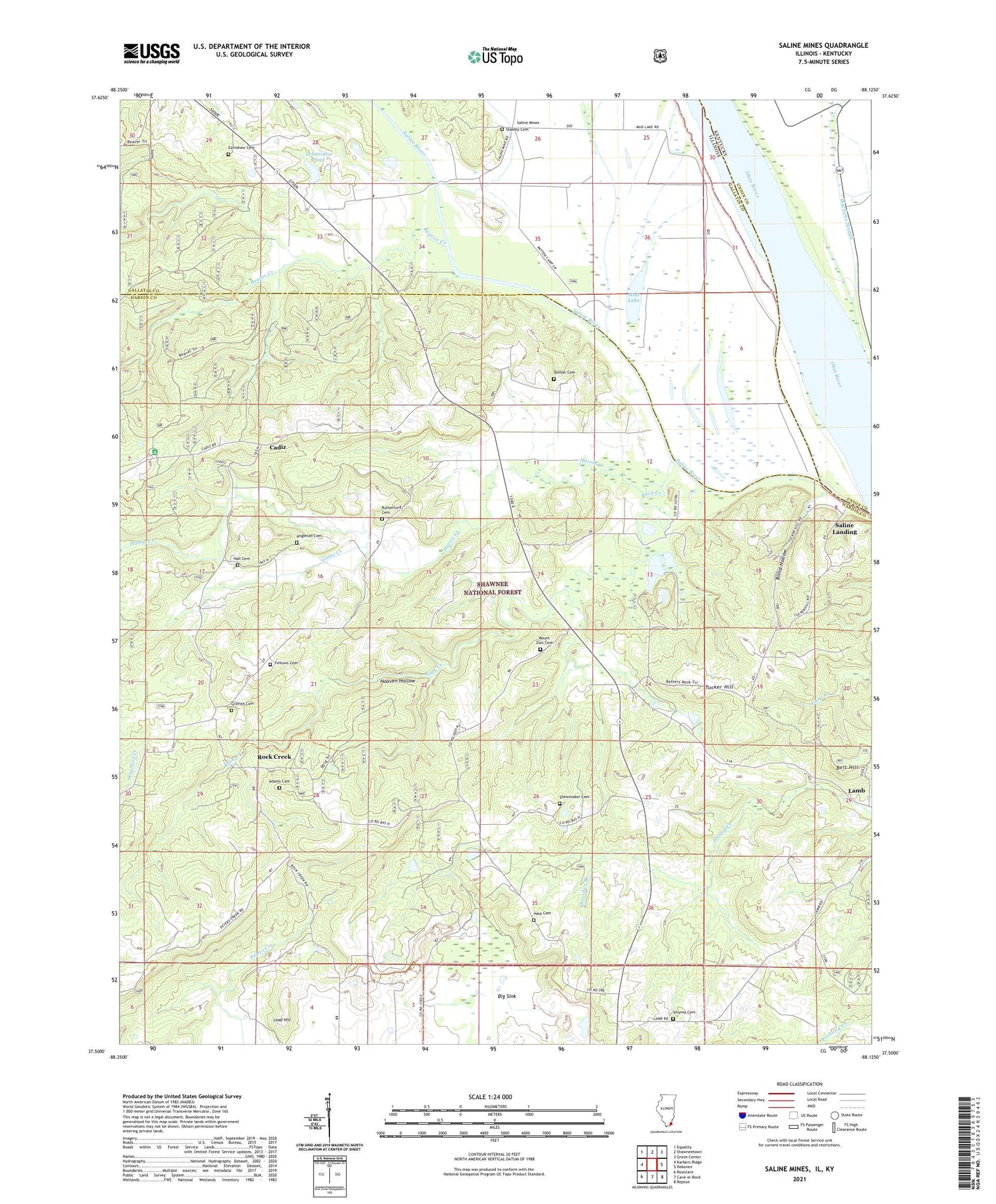 Saline Mines Illinois US Topo Map Image