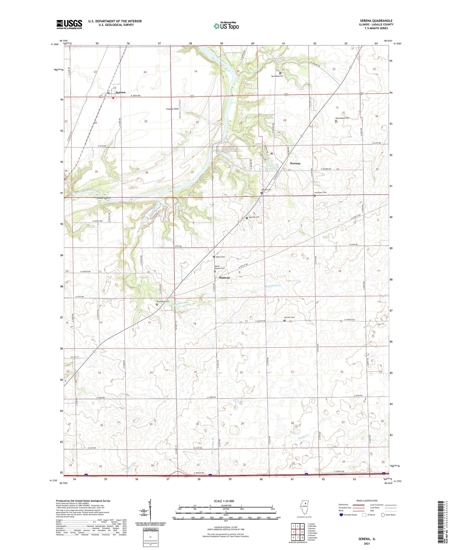Serena Illinois US Topo Map Image
