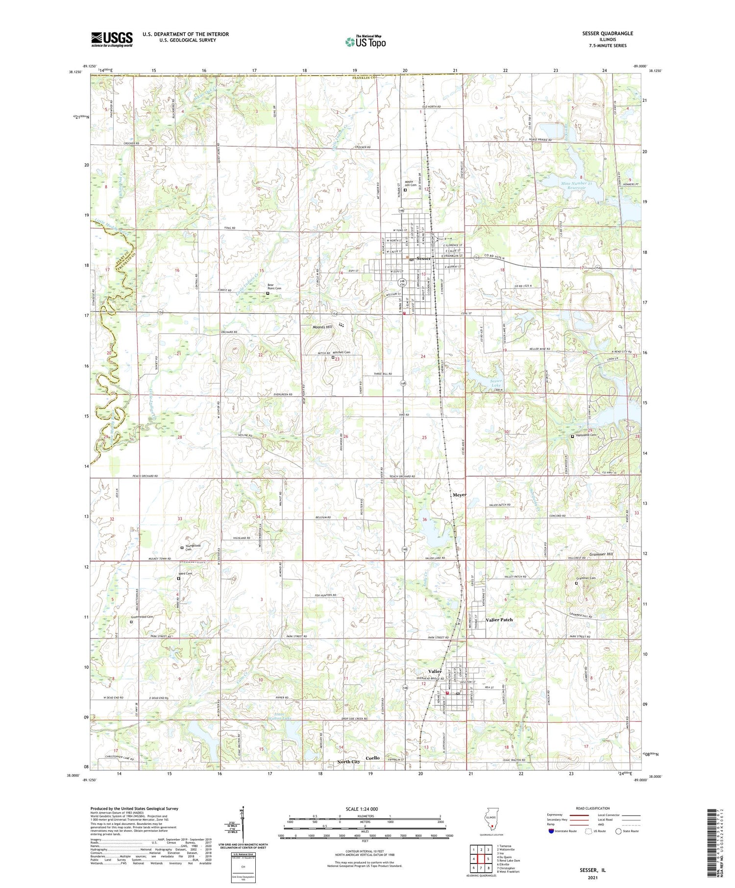 Sesser Illinois US Topo Map Image