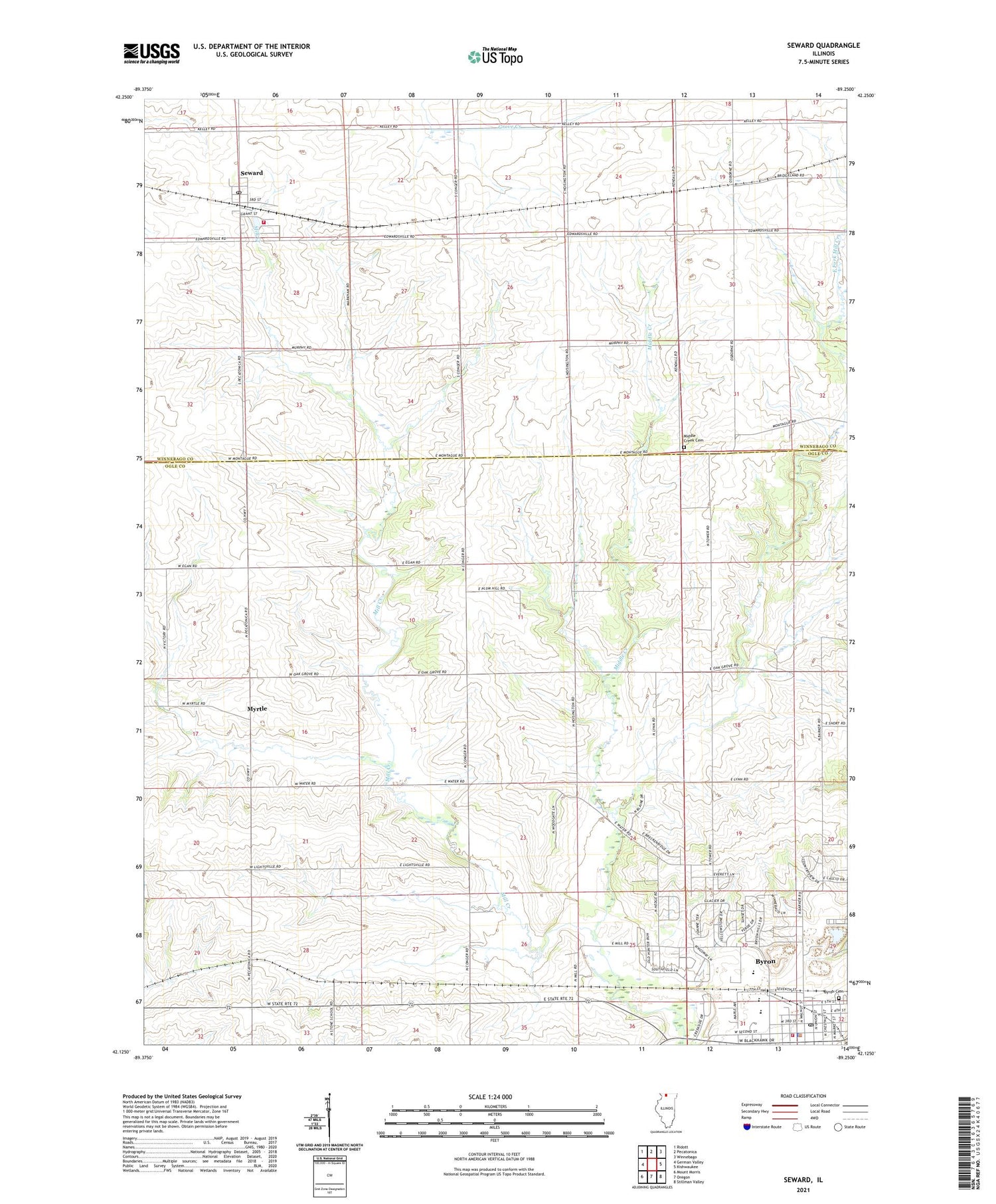 Seward Illinois US Topo Map Image