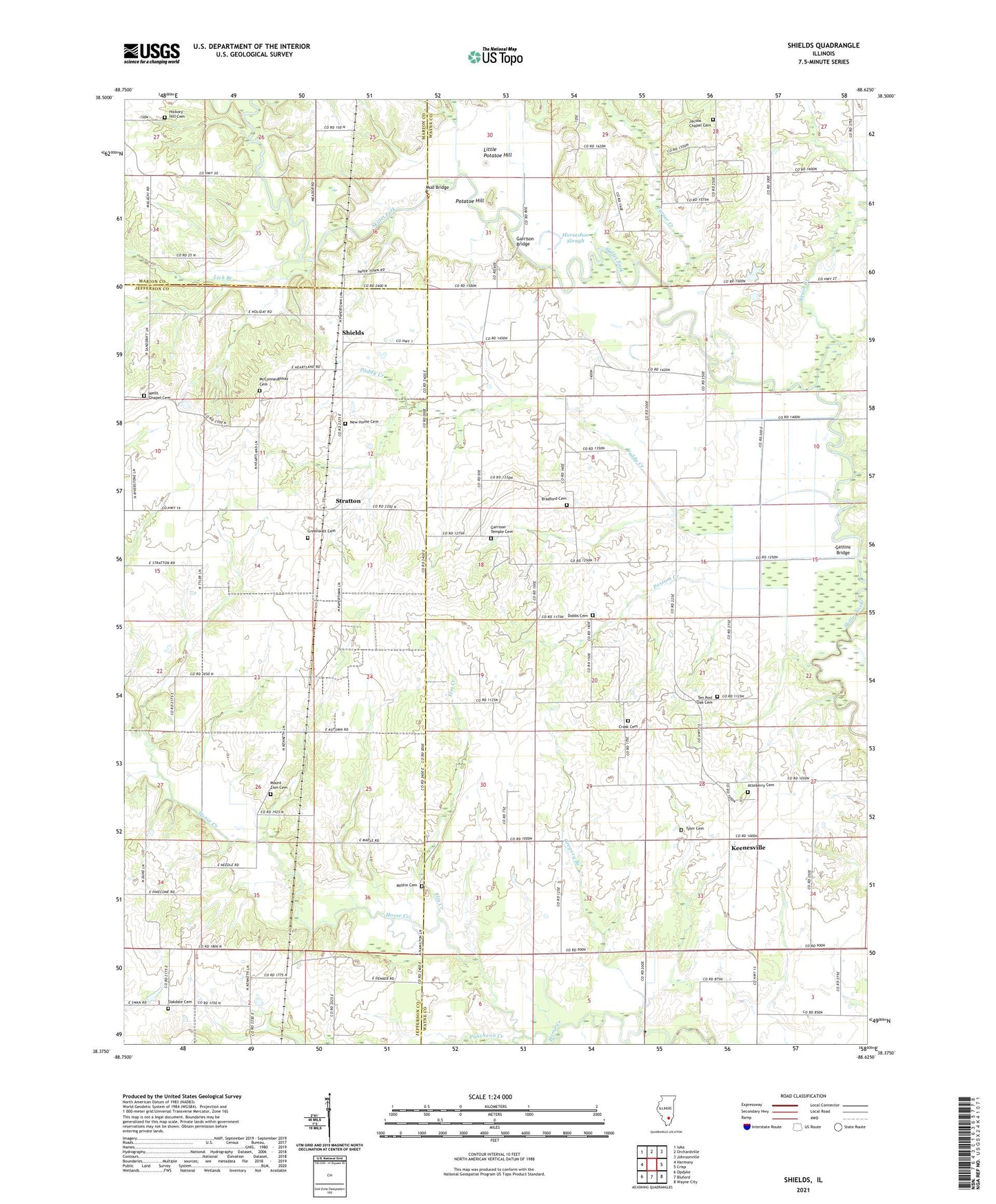 Shields Illinois US Topo Map Image
