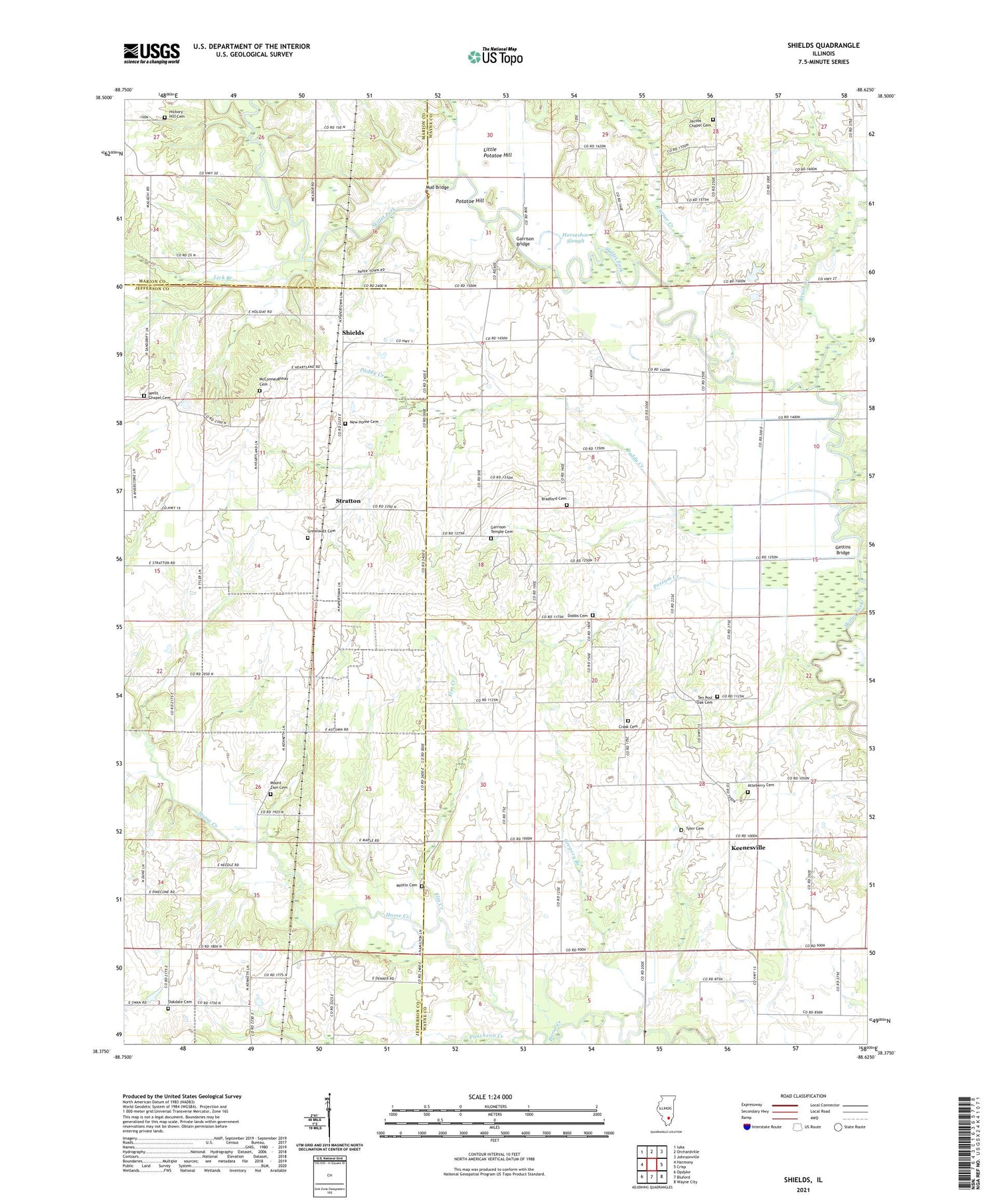 Shields Illinois US Topo Map Image