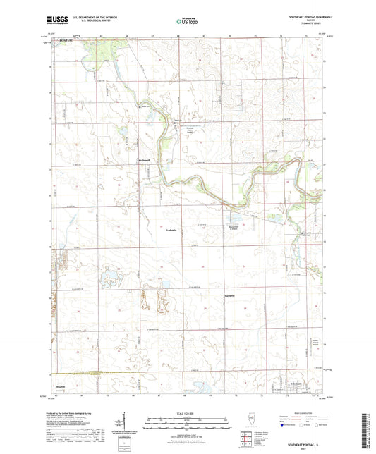 Southeast Pontiac Illinois US Topo Map Image