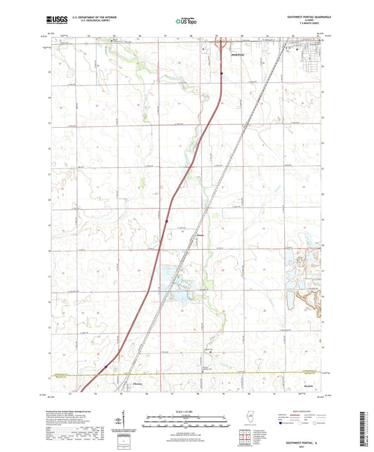 Southwest Pontiac Illinois US Topo Map Image