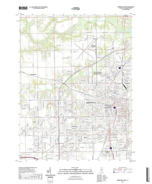 Springfield West Illinois US Topo Map Image