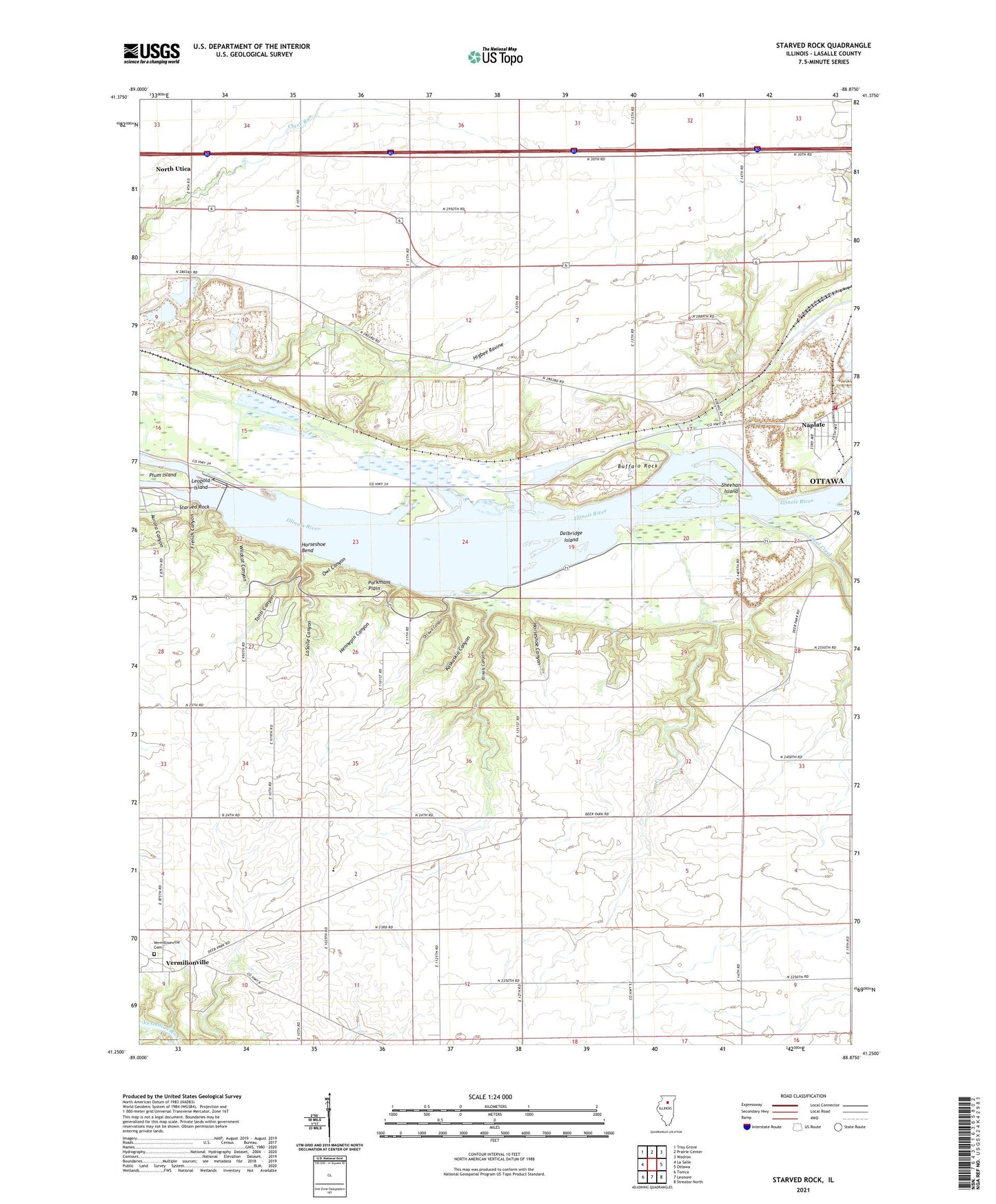 Starved Rock Illinois US Topo Map Image